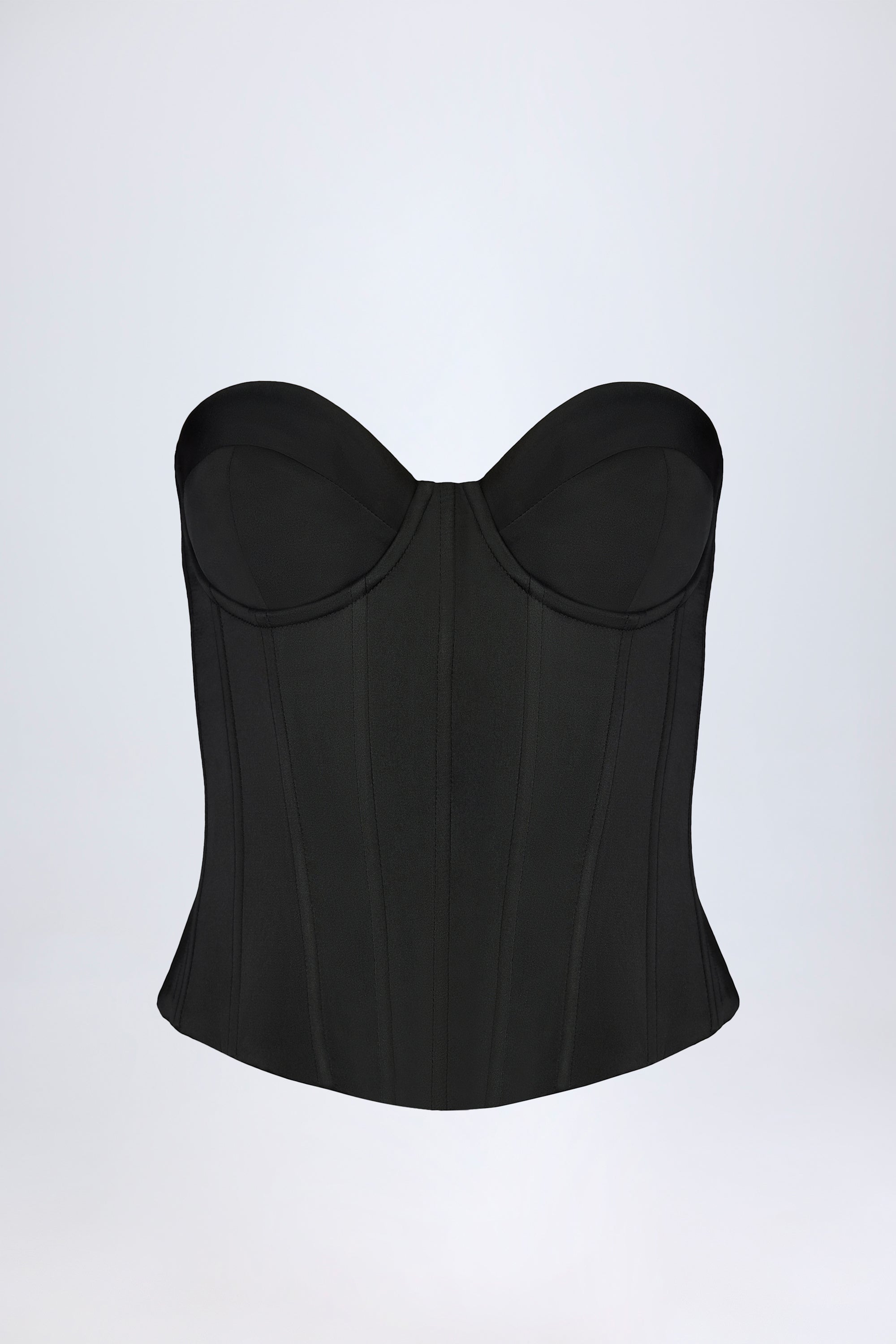 Lace-Up Corset Top in Black