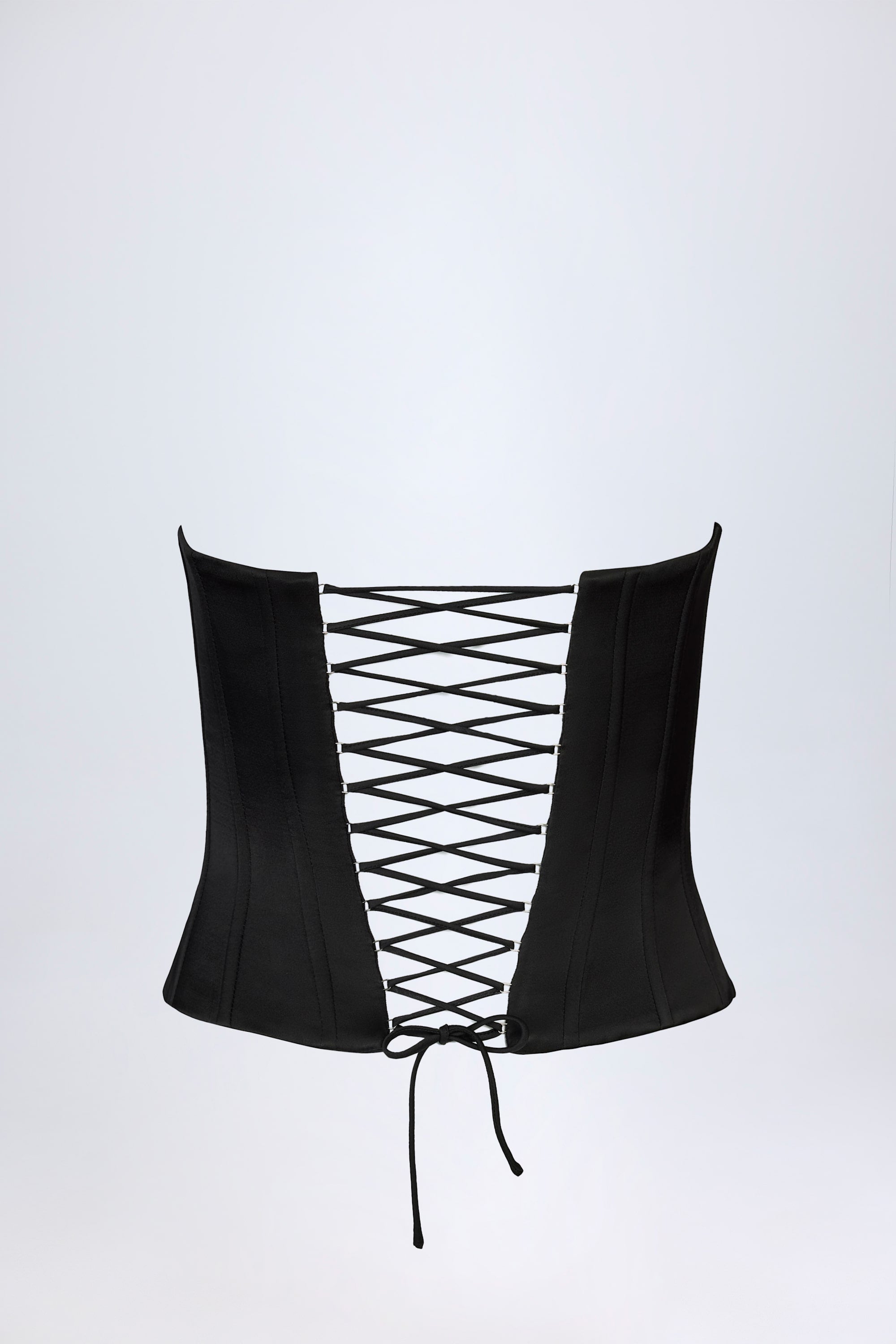 Lace-Up Corset Top in Black