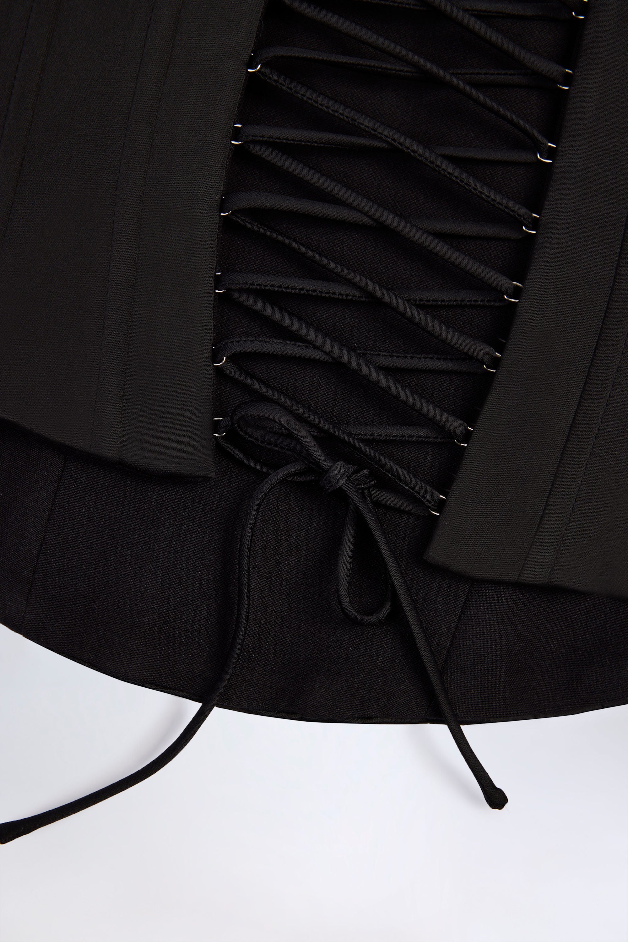 Lace-Up Corset Top in Black