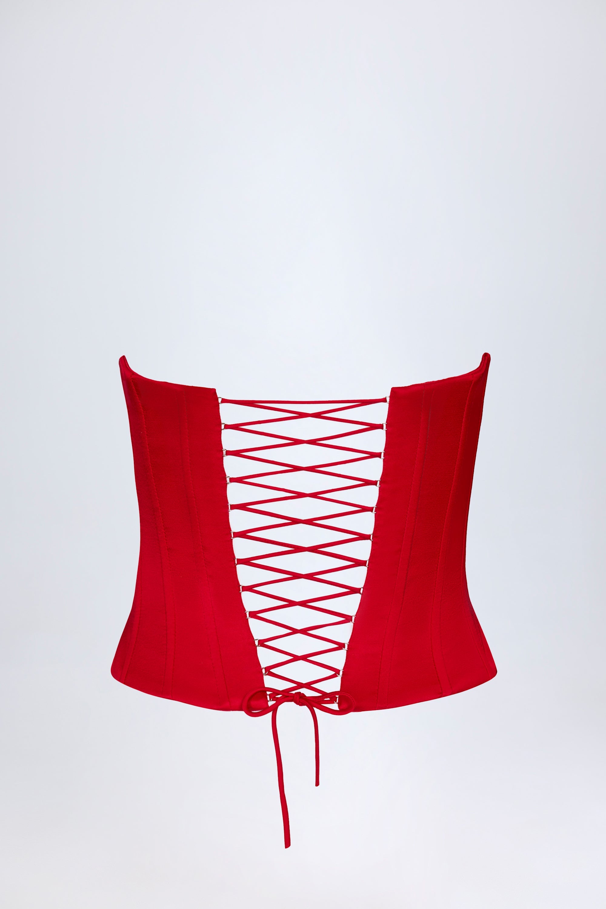 Lace-Up Corset Top in Fire Red