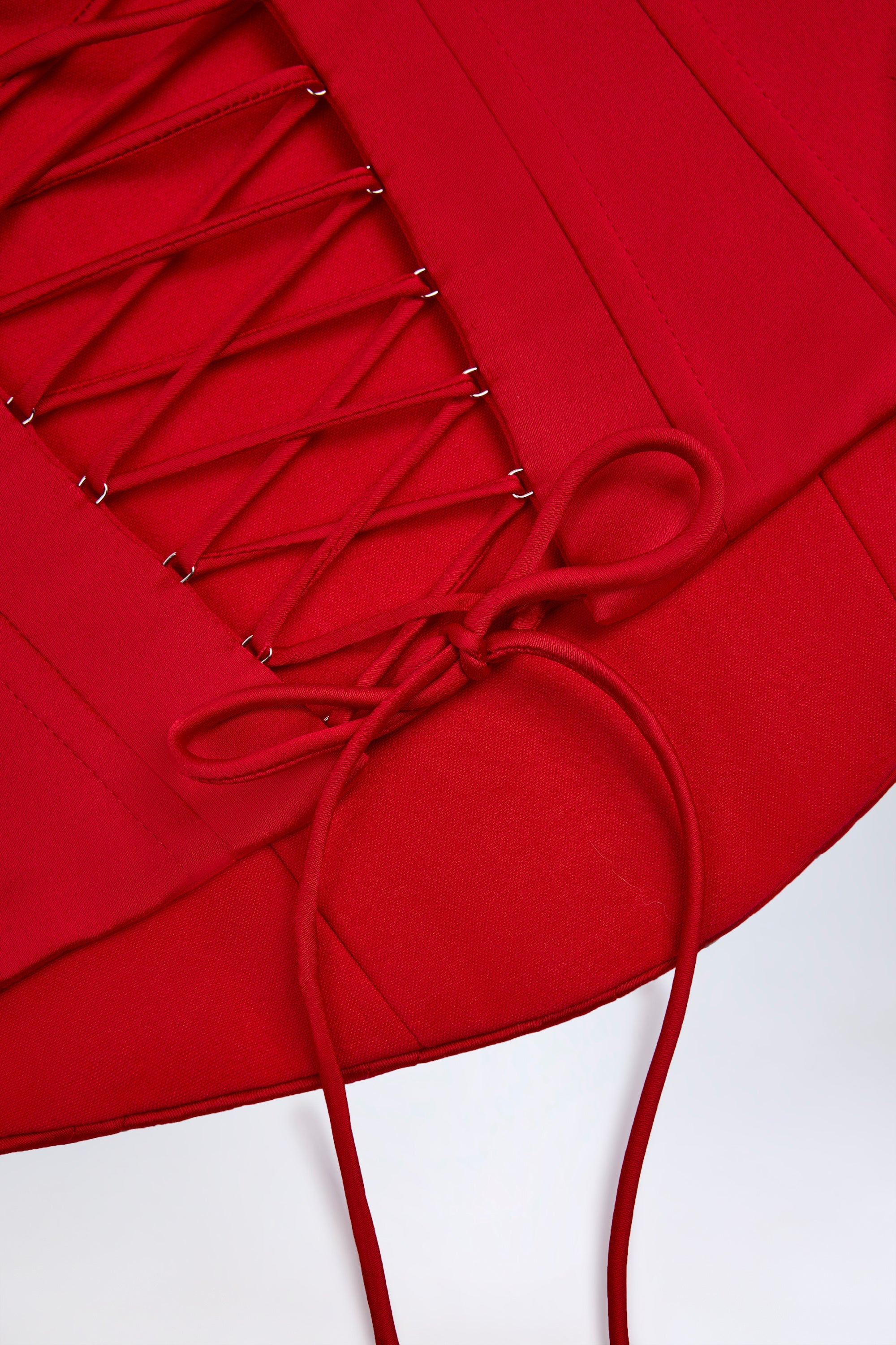 Lace-Up Corset Top in Fire Red