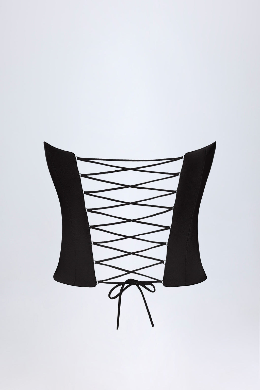 Curved Lace-Up Corset Top in Black