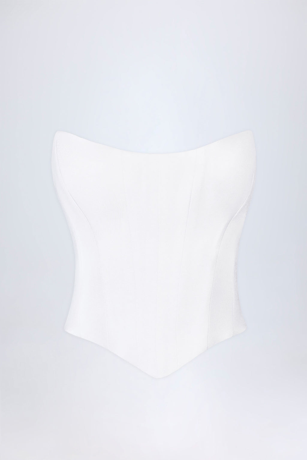 Curved Lace-Up Corset Top in White