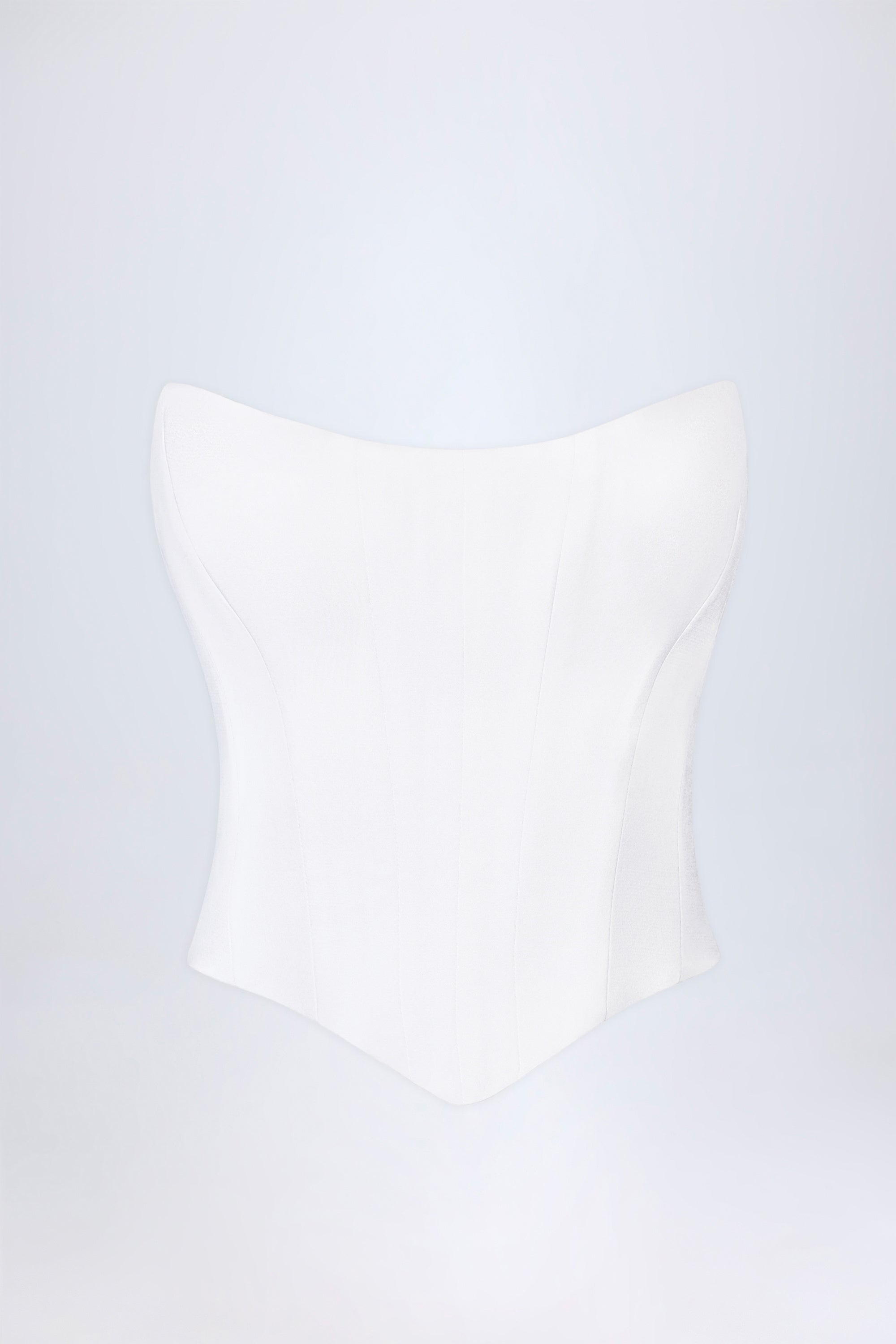 Curved Lace-Up Corset Top in White