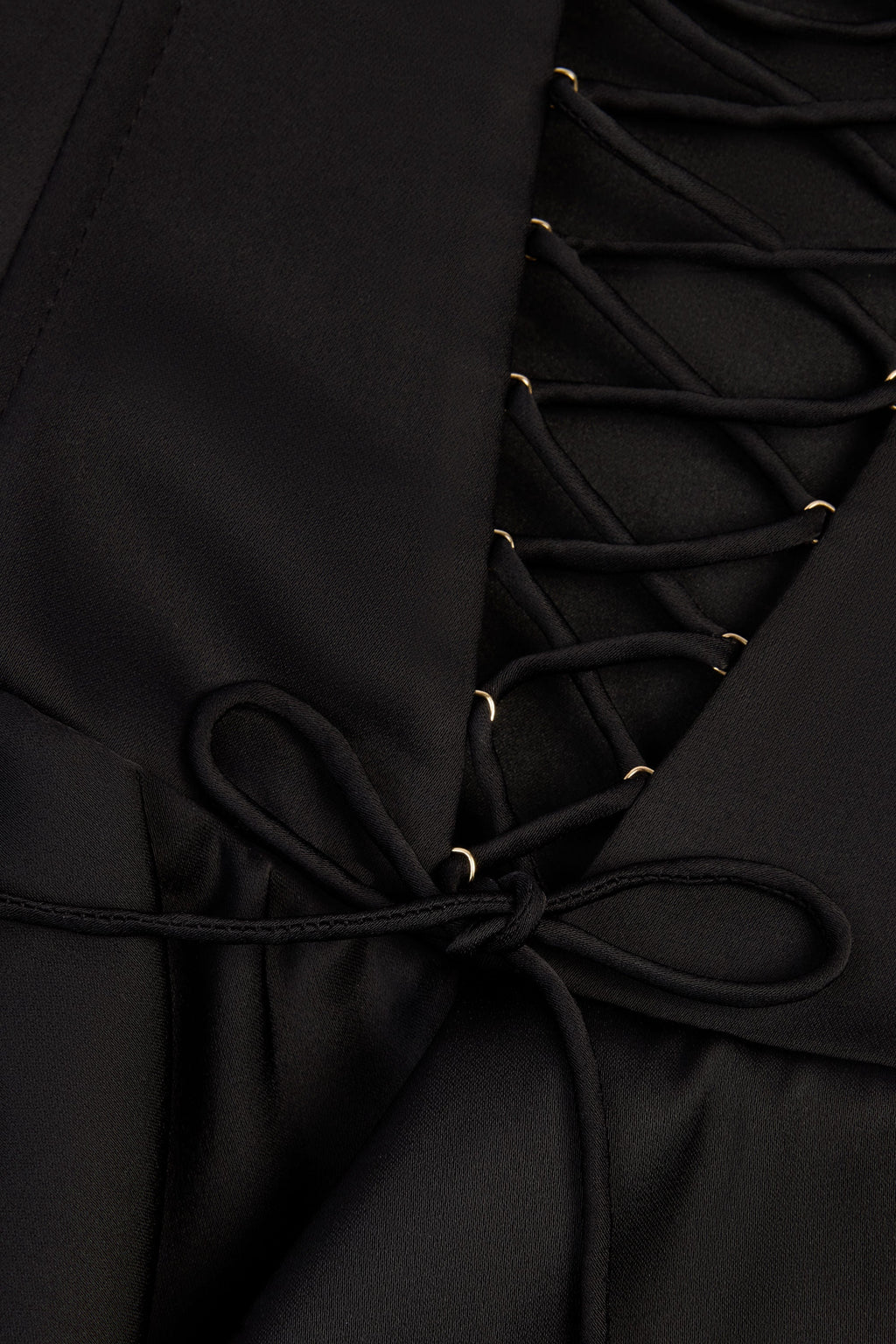 Ruffled Lace-Up Corset Playsuit in Black