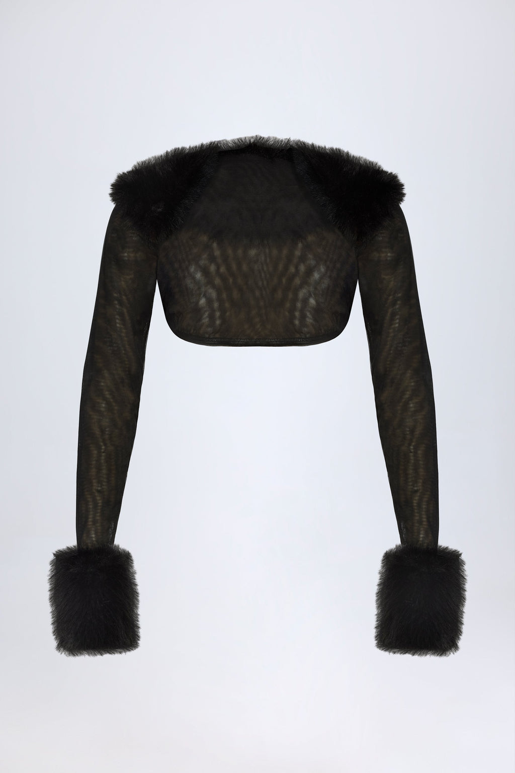 Faux Fur-Trim Bolero in Black
