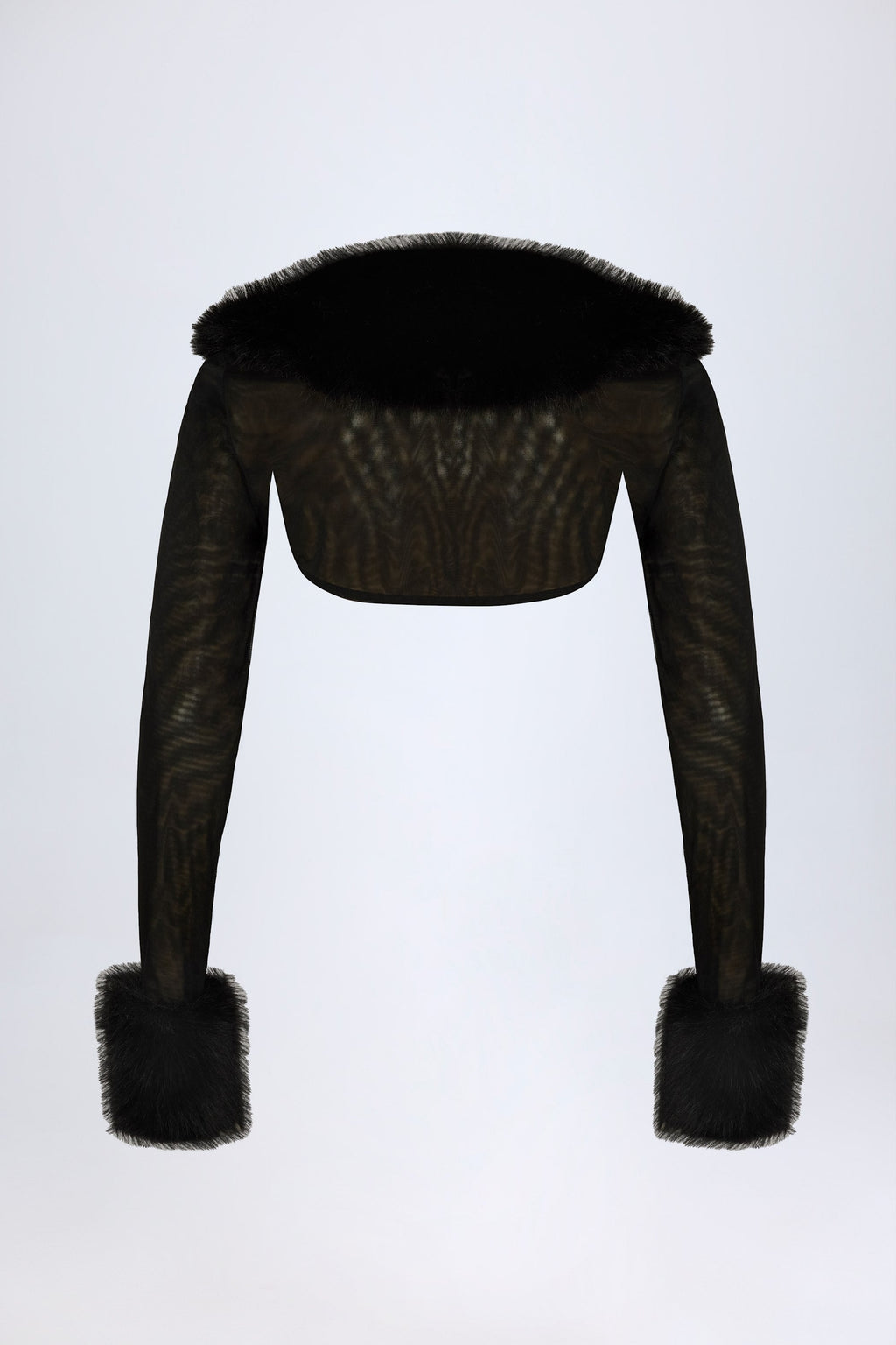 Faux Fur-Trim Bolero in Black