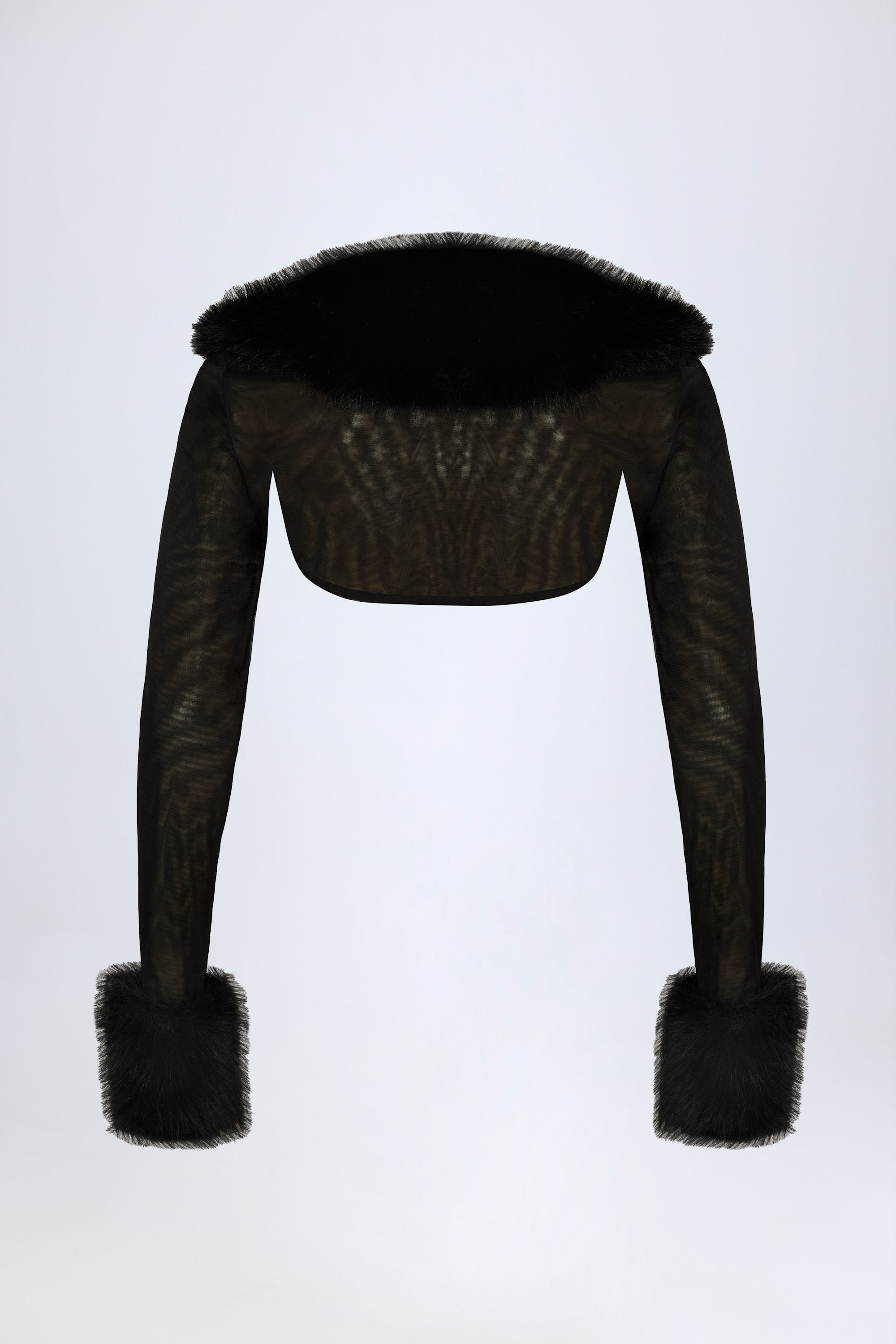 Faux Fur-Trim Bolero in Black