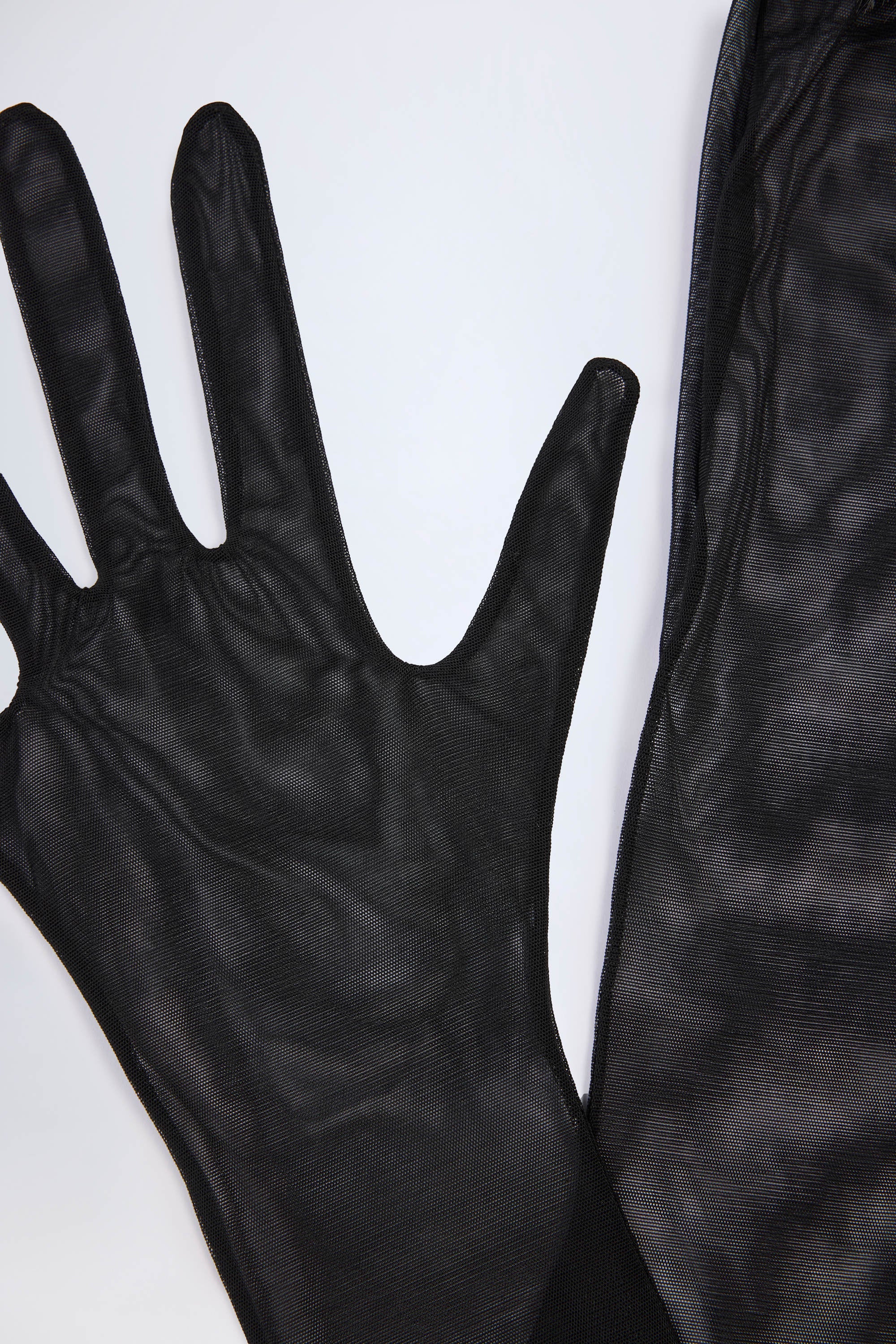 Faux Fur-Trim Gloves in Black