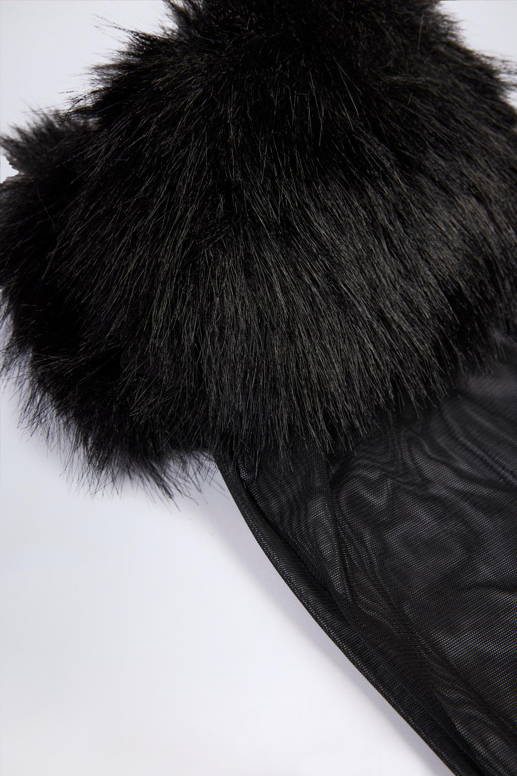 Faux Fur-Trim Gloves in Black
