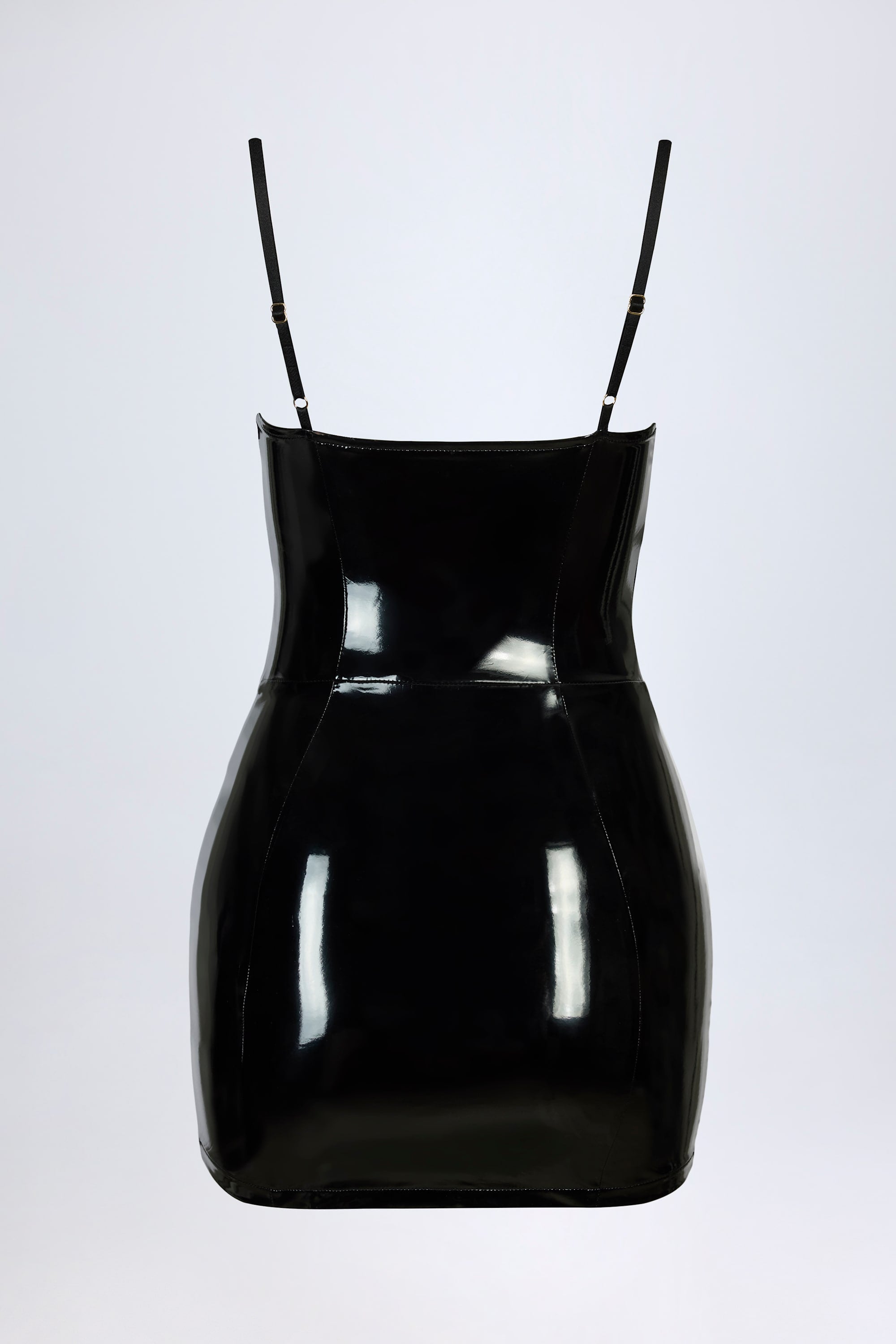 Vinyl Corset Mini Dress in Black