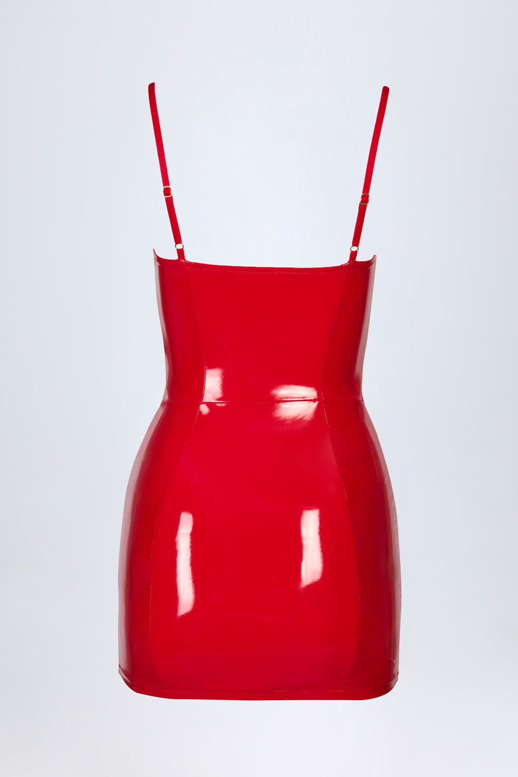 Vinyl Corset Mini Dress in Fire Red