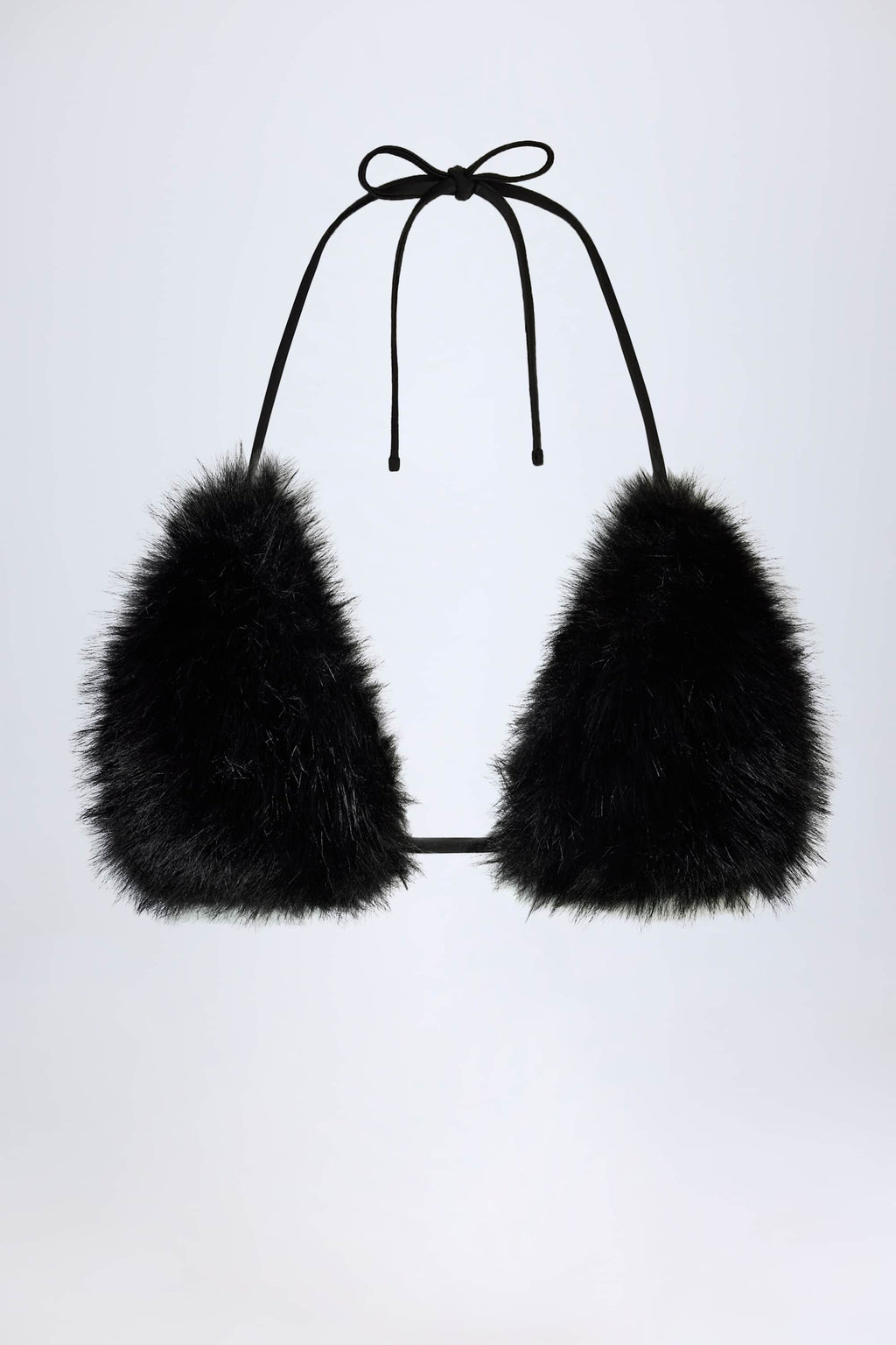 Faux Fur Triangle Bralette in Black