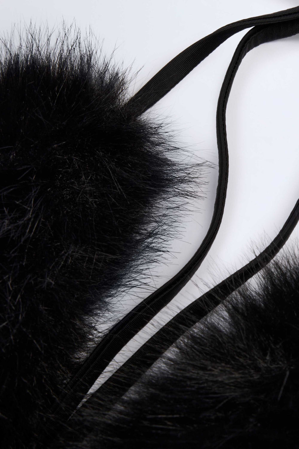 Faux Fur Triangle Bralette in Black