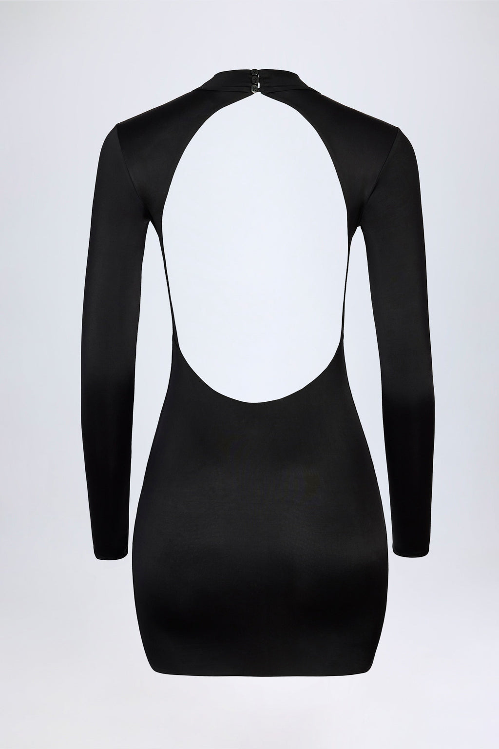 Slinky Jersey Backless Mini Dress in Black