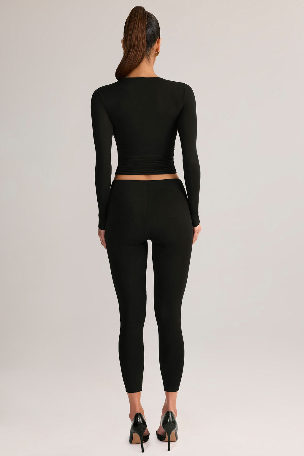 Modal Mid-Rise Leggings in Black