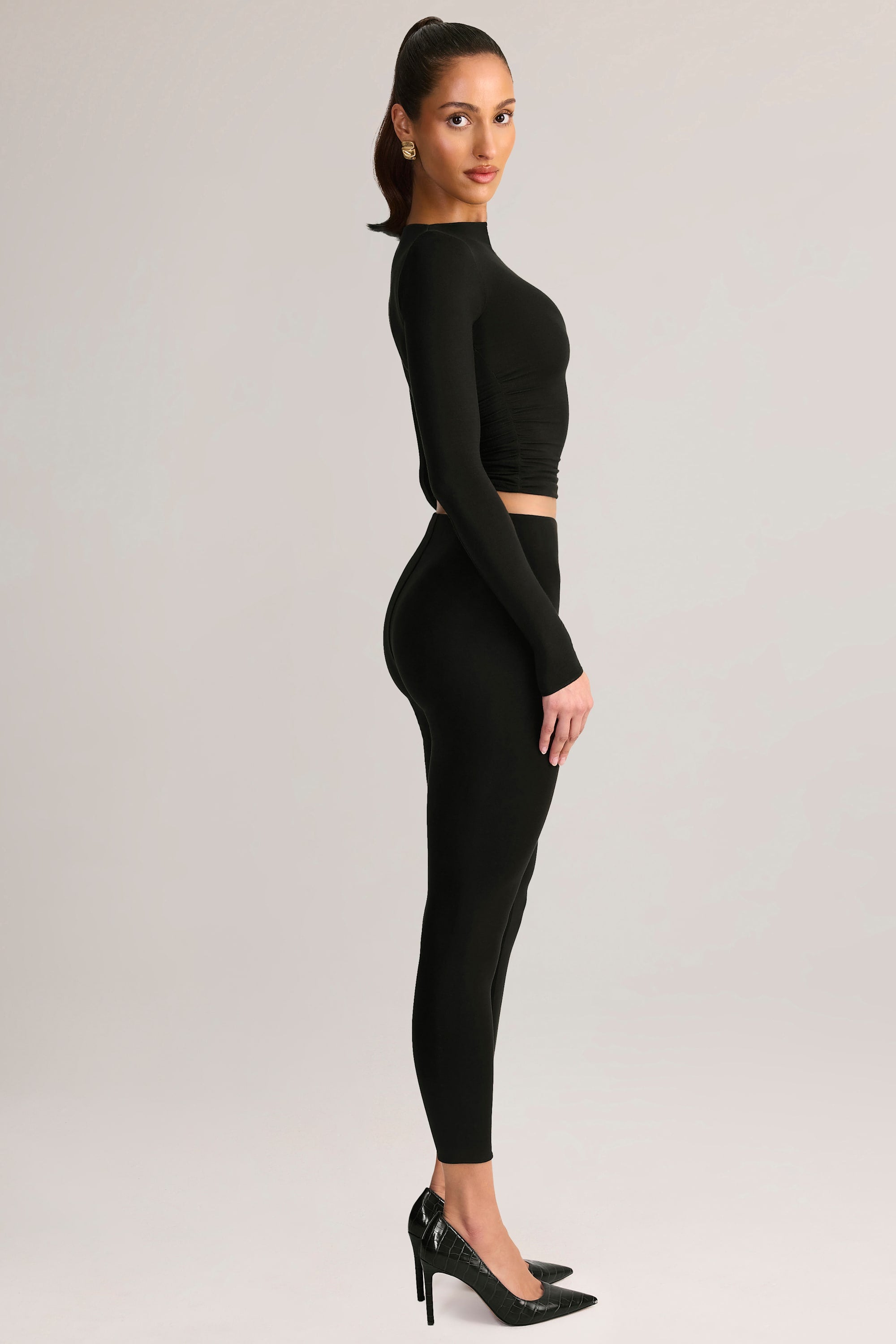 Modal Mid-Rise Leggings in Black