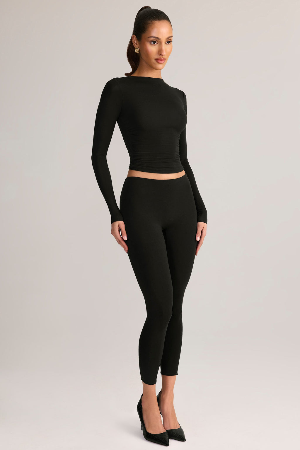 Modal Mid-Rise Leggings in Black