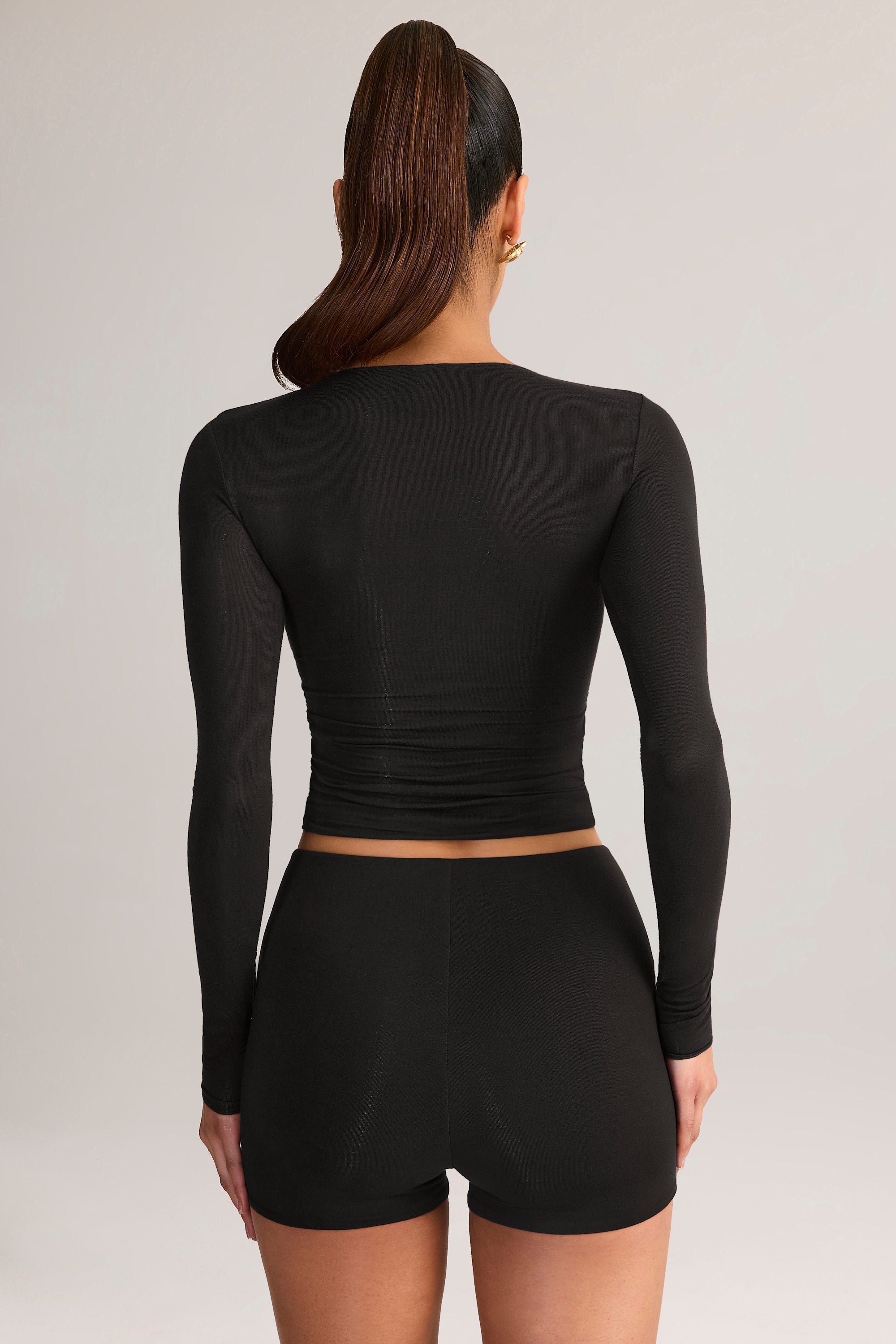 Modal High-Rise Mini Shorts in Black