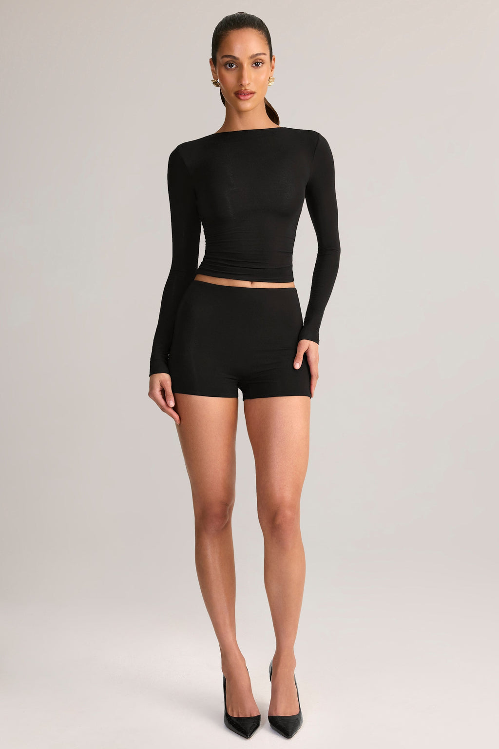 Modal High-Rise Mini Shorts in Black