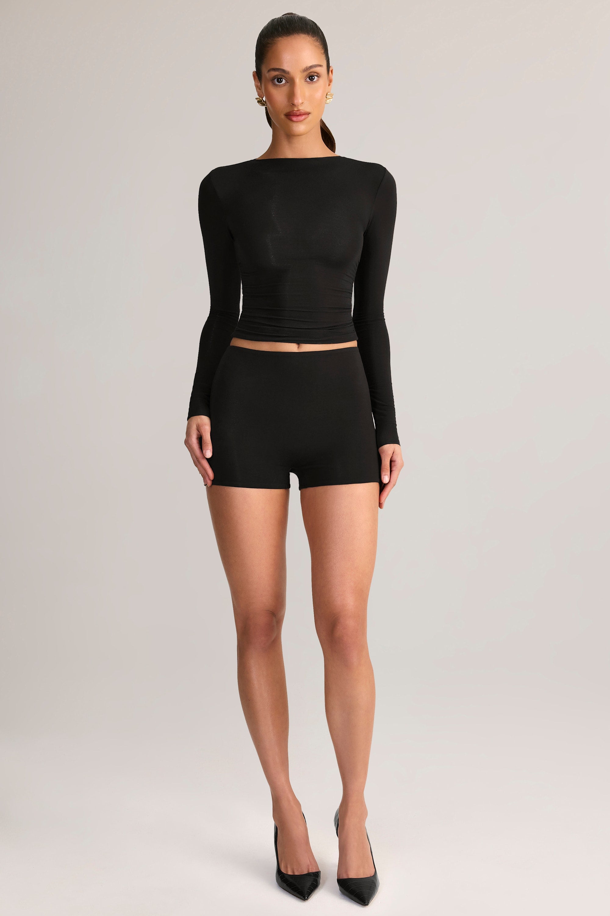 Modal High-Rise Mini Shorts in Black
