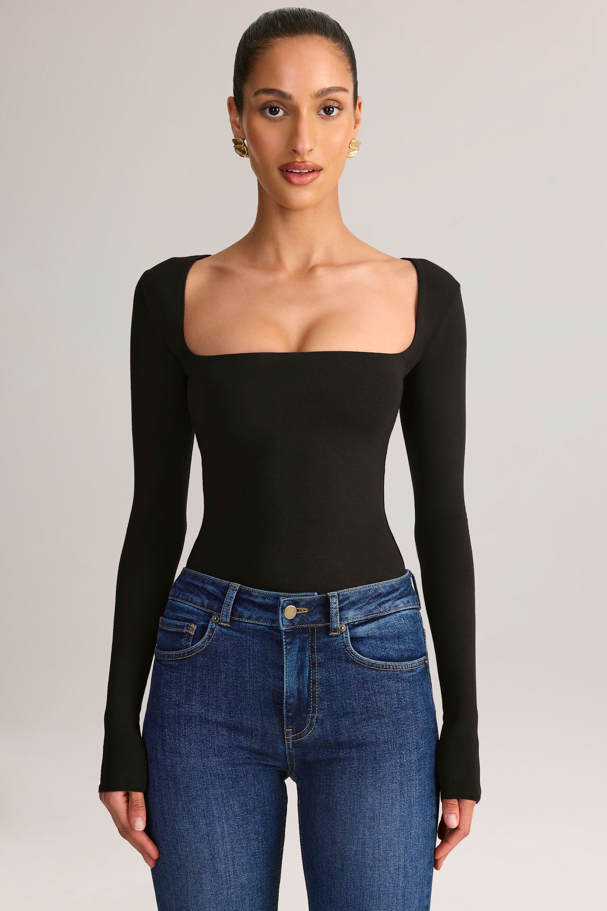 Modal Square-Neck Top in Black