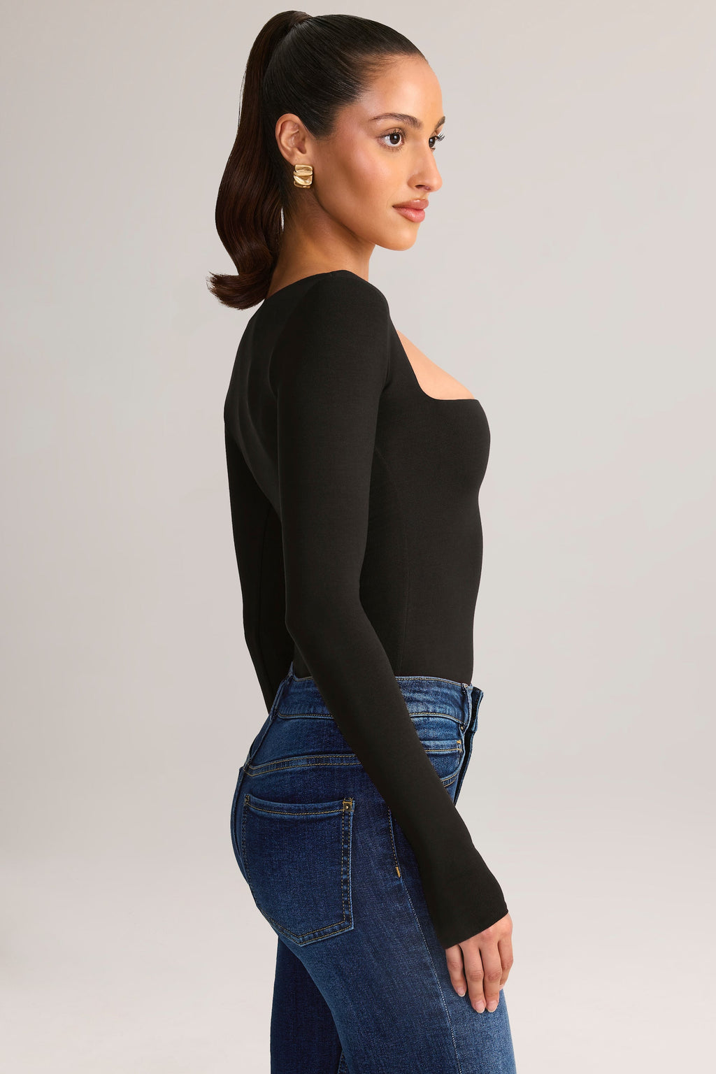 Modal Square-Neck Top in Black