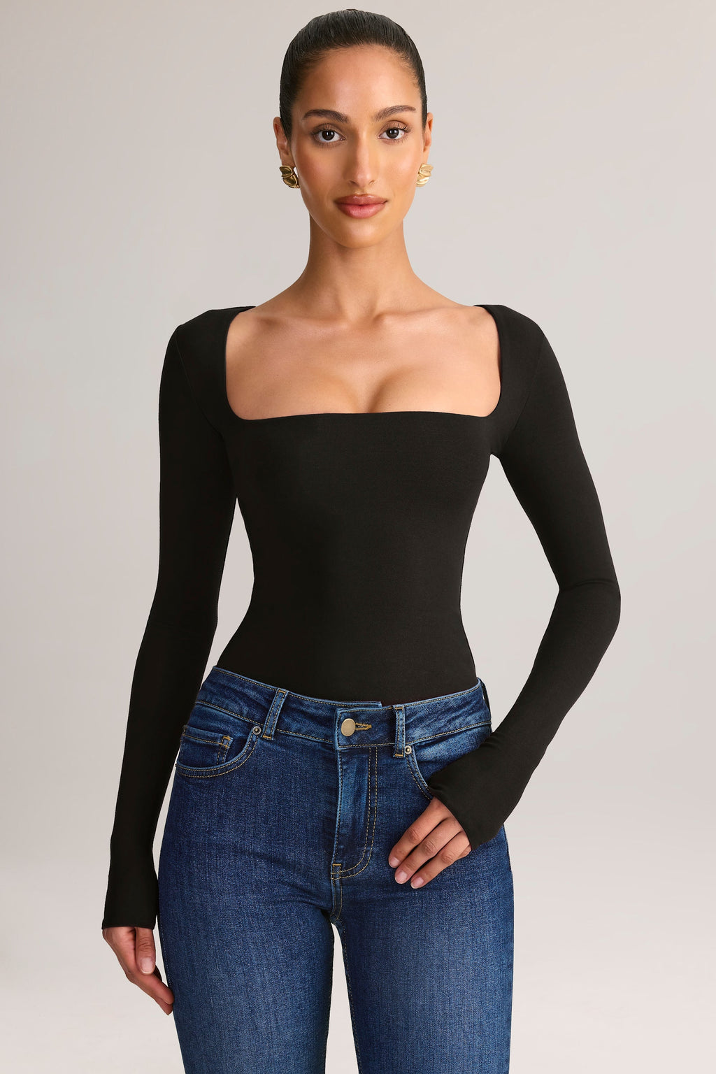 Modal Square-Neck Top in Black