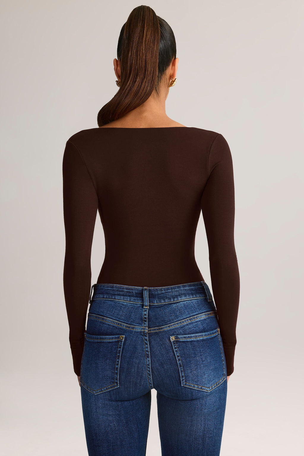 Modal Square-Neck Top in Chocolate Brown