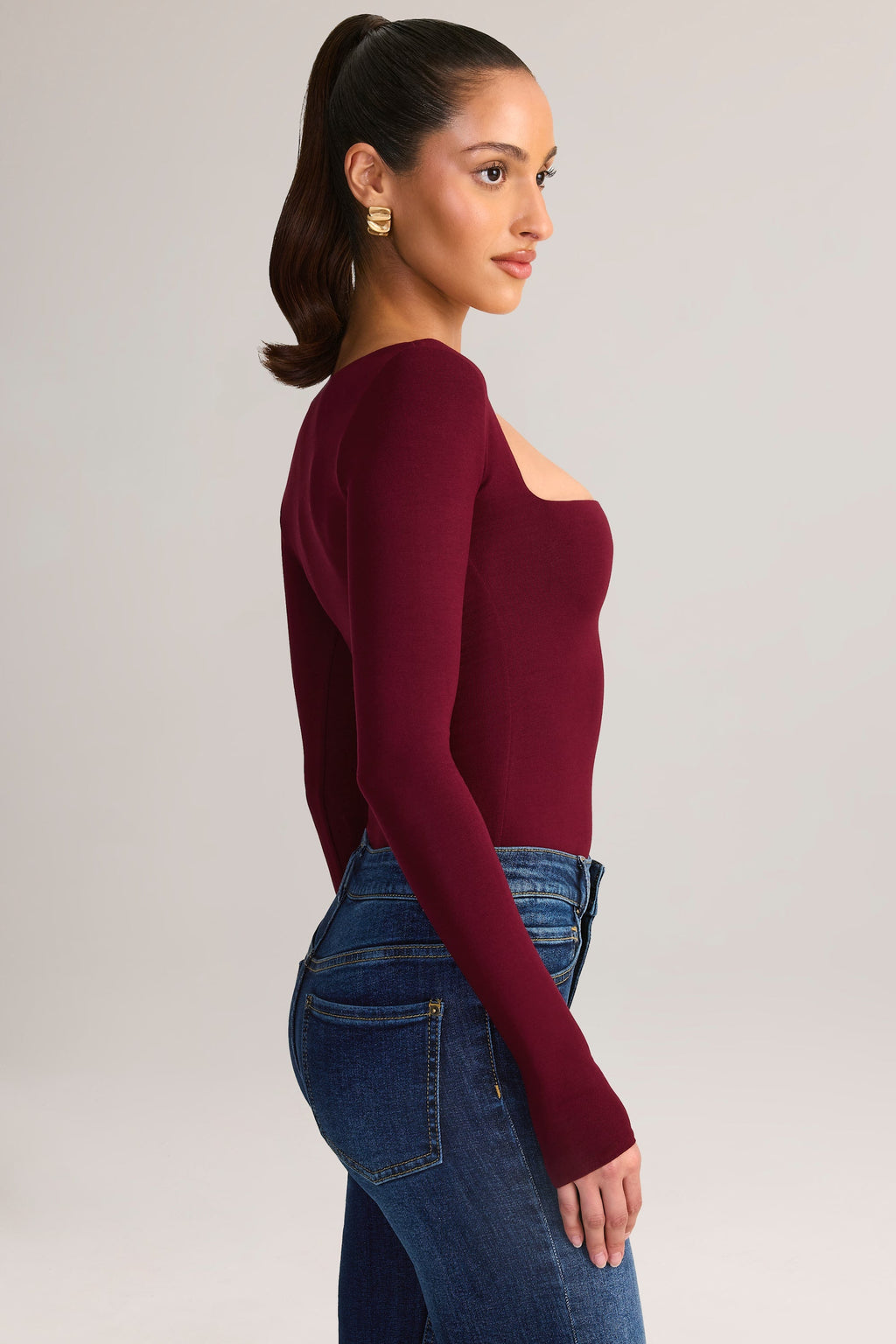 Modal Square-Neck Top in Wine