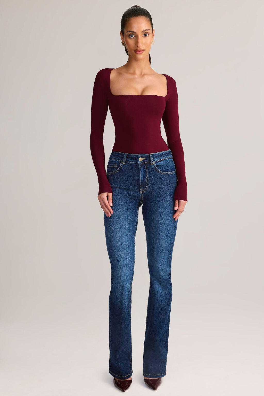 Modal Square-Neck Top in Wine