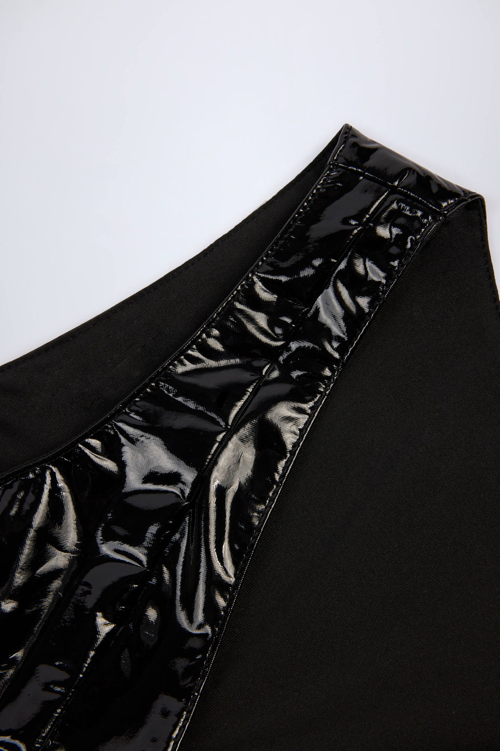 Vinyl Plunge-Neck Bodysuit in Black