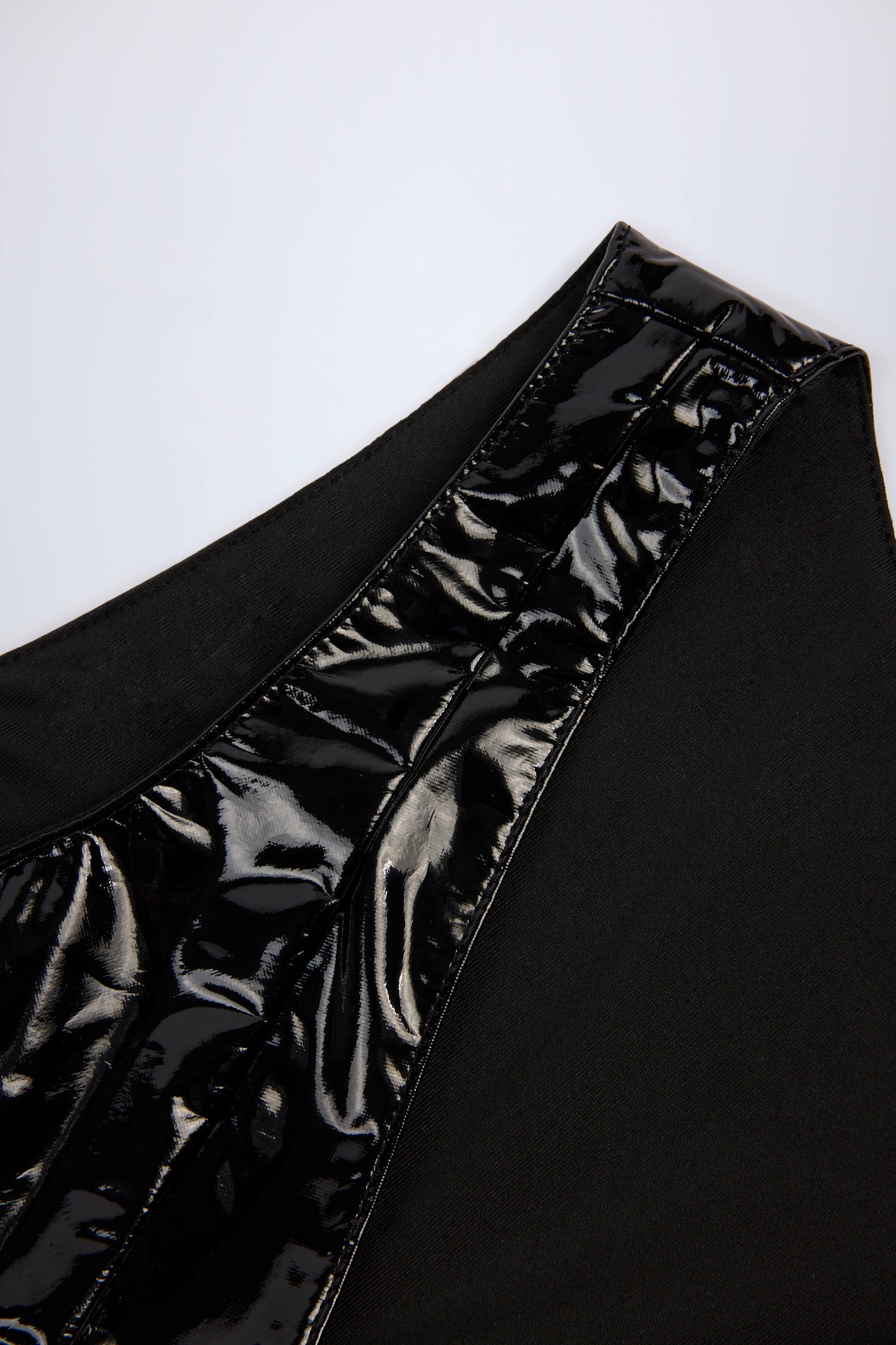 Vinyl Plunge-Neck Bodysuit in Black