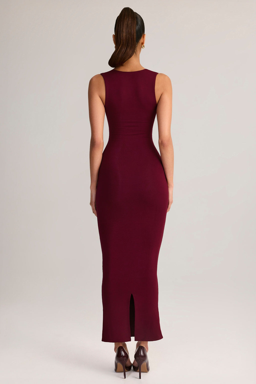 Modal Square-Neck Midi Dress in Wine