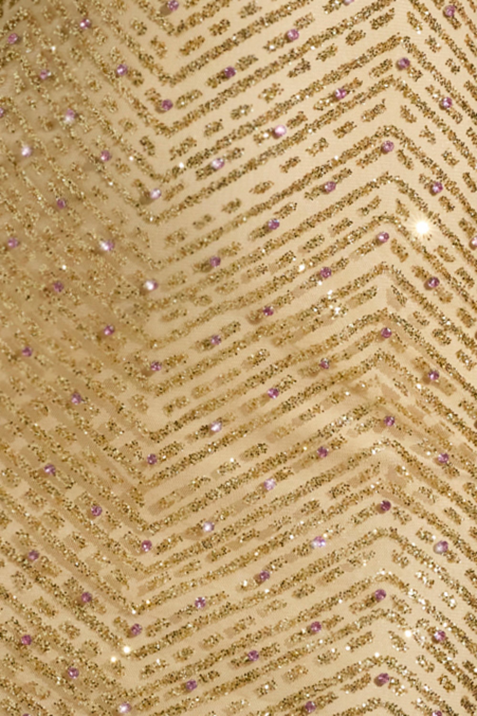 Embellished Cowl-Neck Maxi Dress in Gold