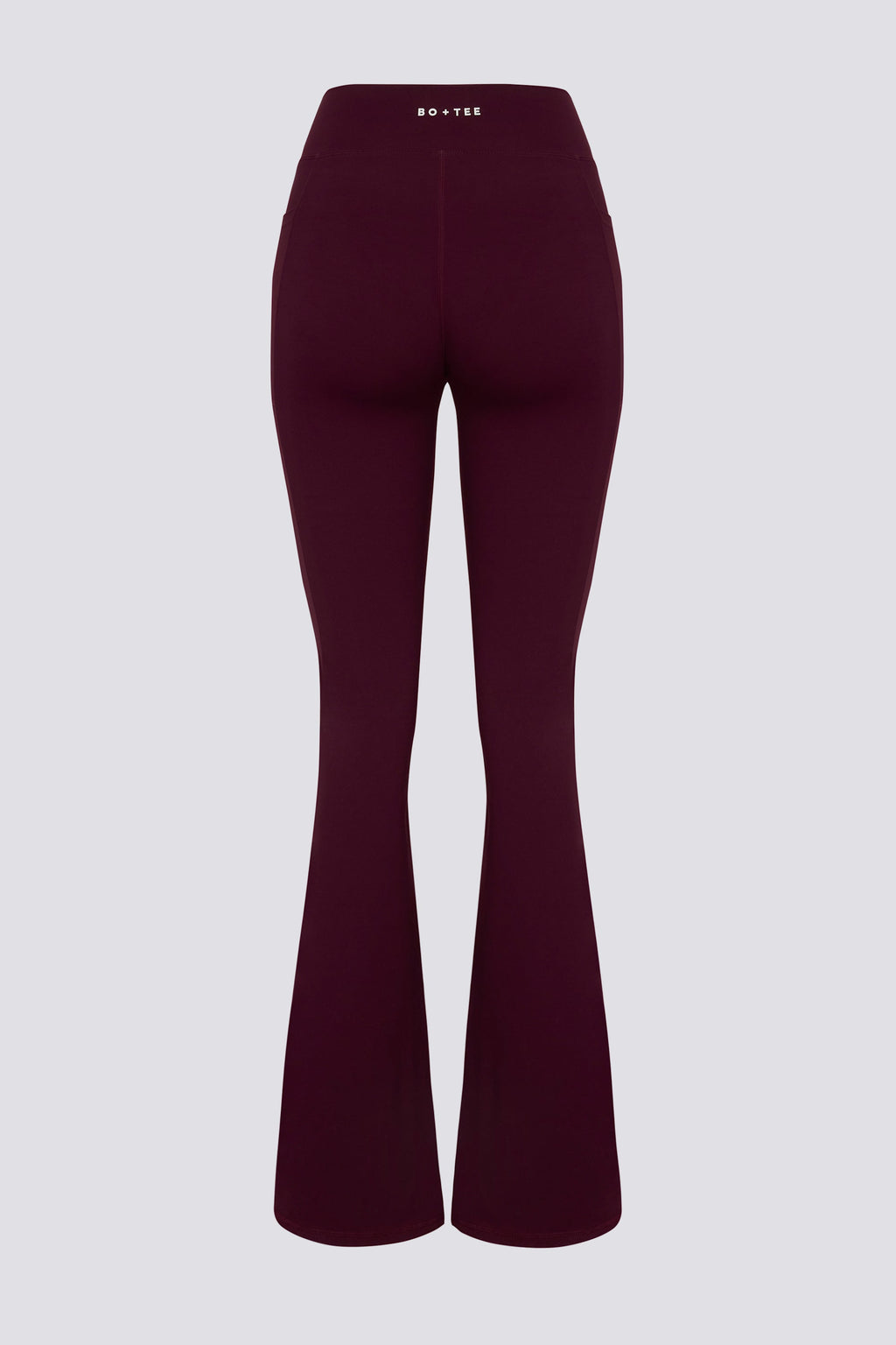 Soft Active V-Waist Pocket Flared Leggings in Burgundy