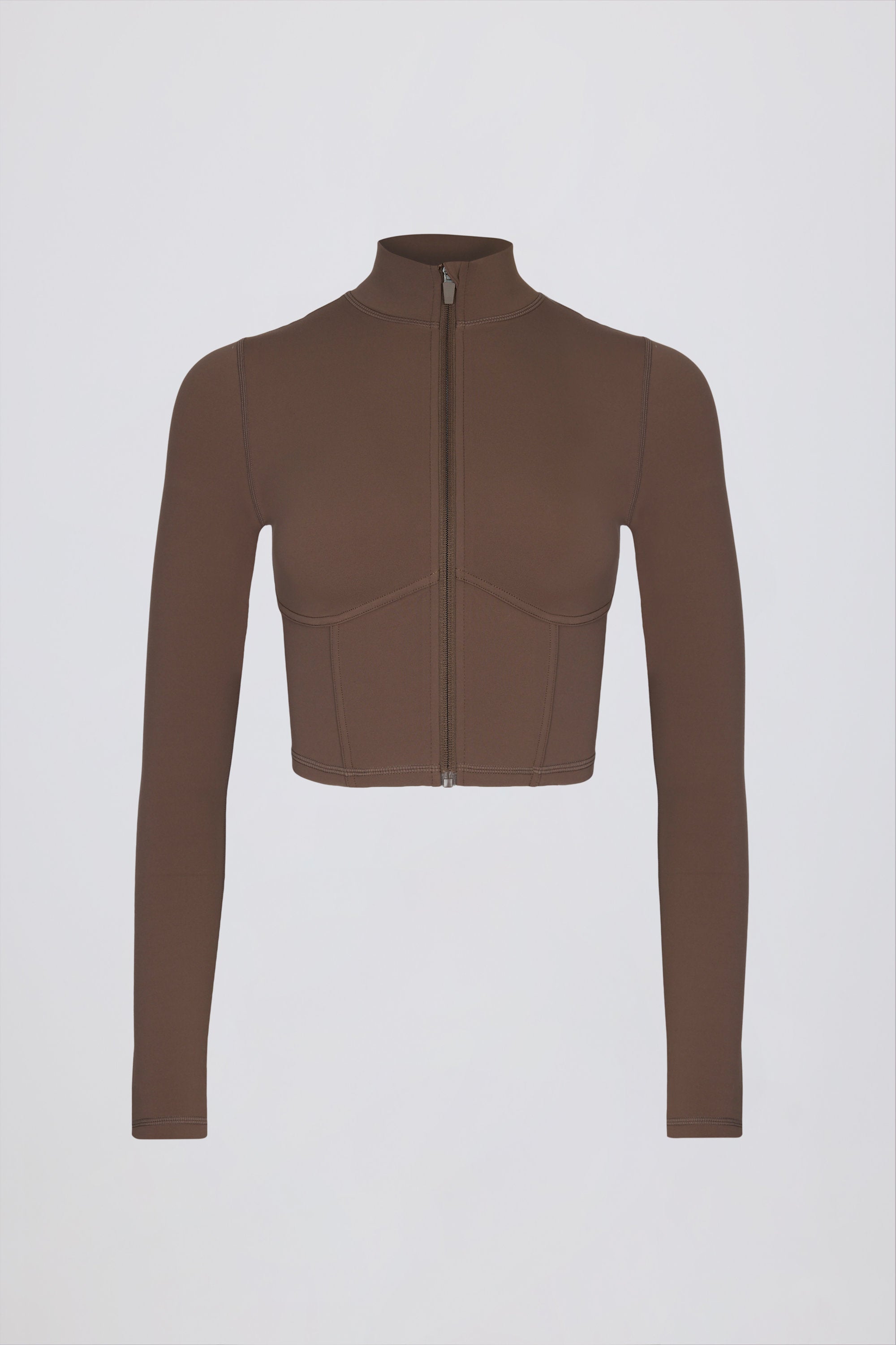 Soft Active Zip-Up Cropped Jacket in Cocoa