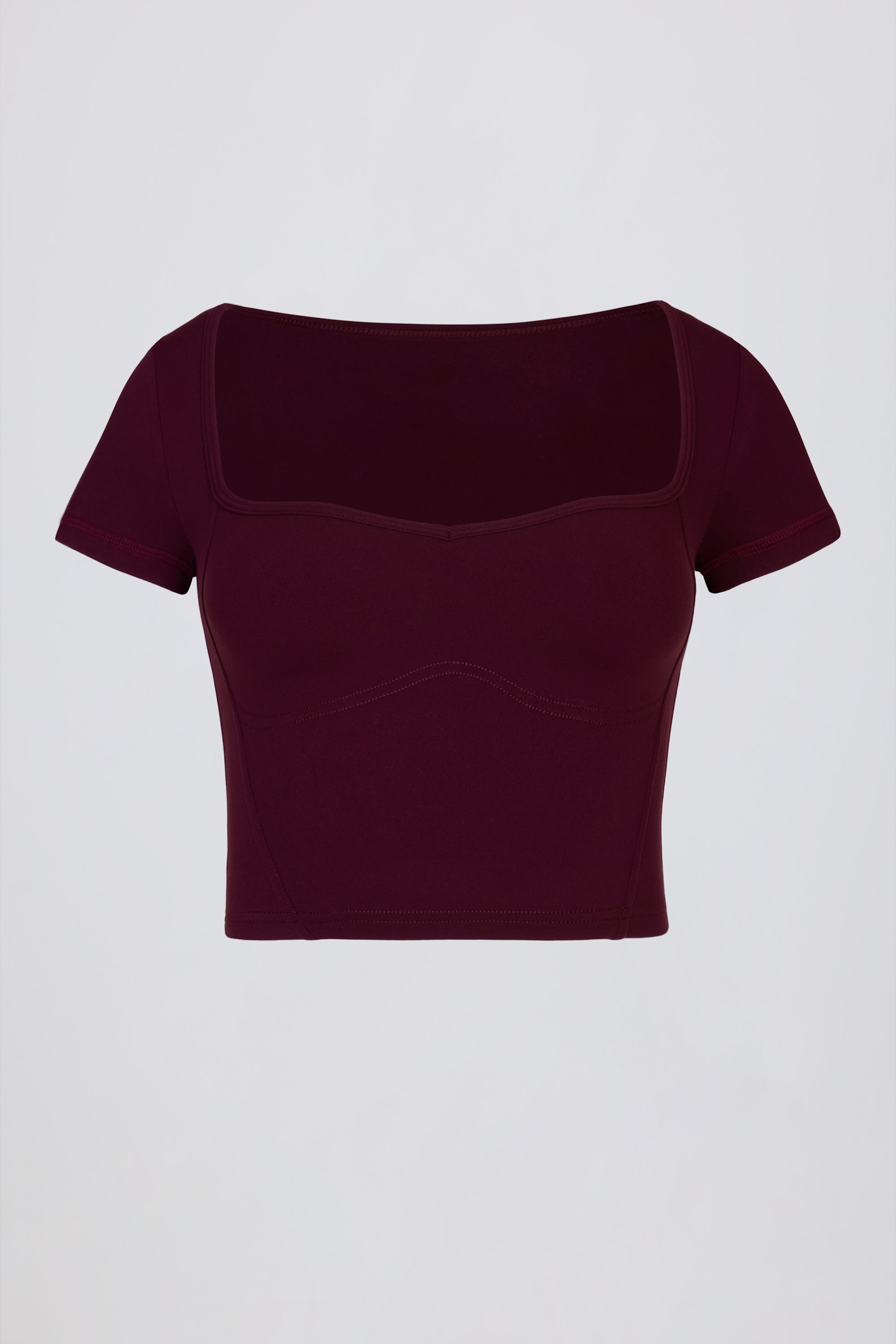 Soft Active Sweetheart-Neck Crop Top in Burgundy