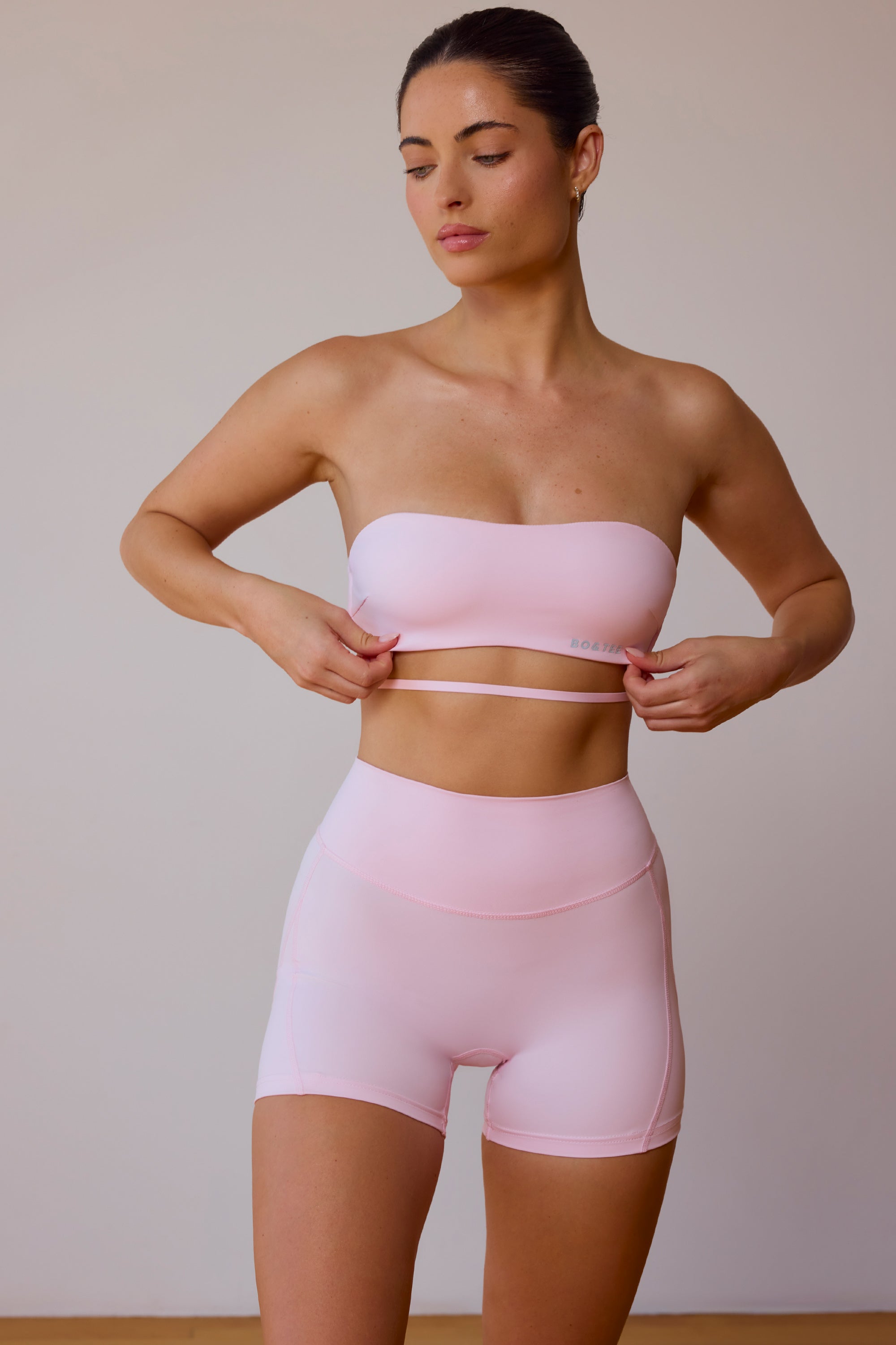 High-Waist Mini Shorts in Soft Pink