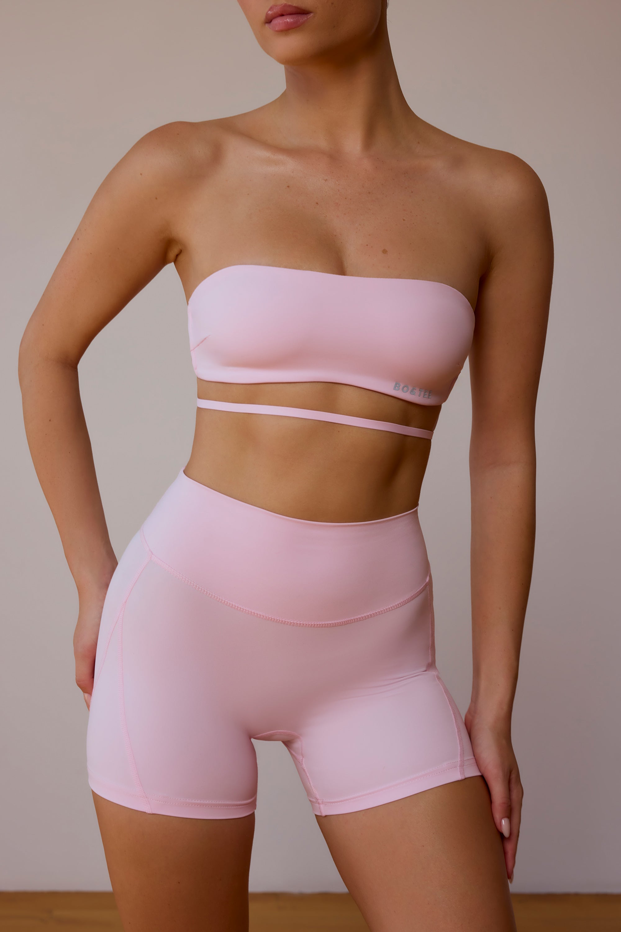 High-Waist Mini Shorts in Soft Pink