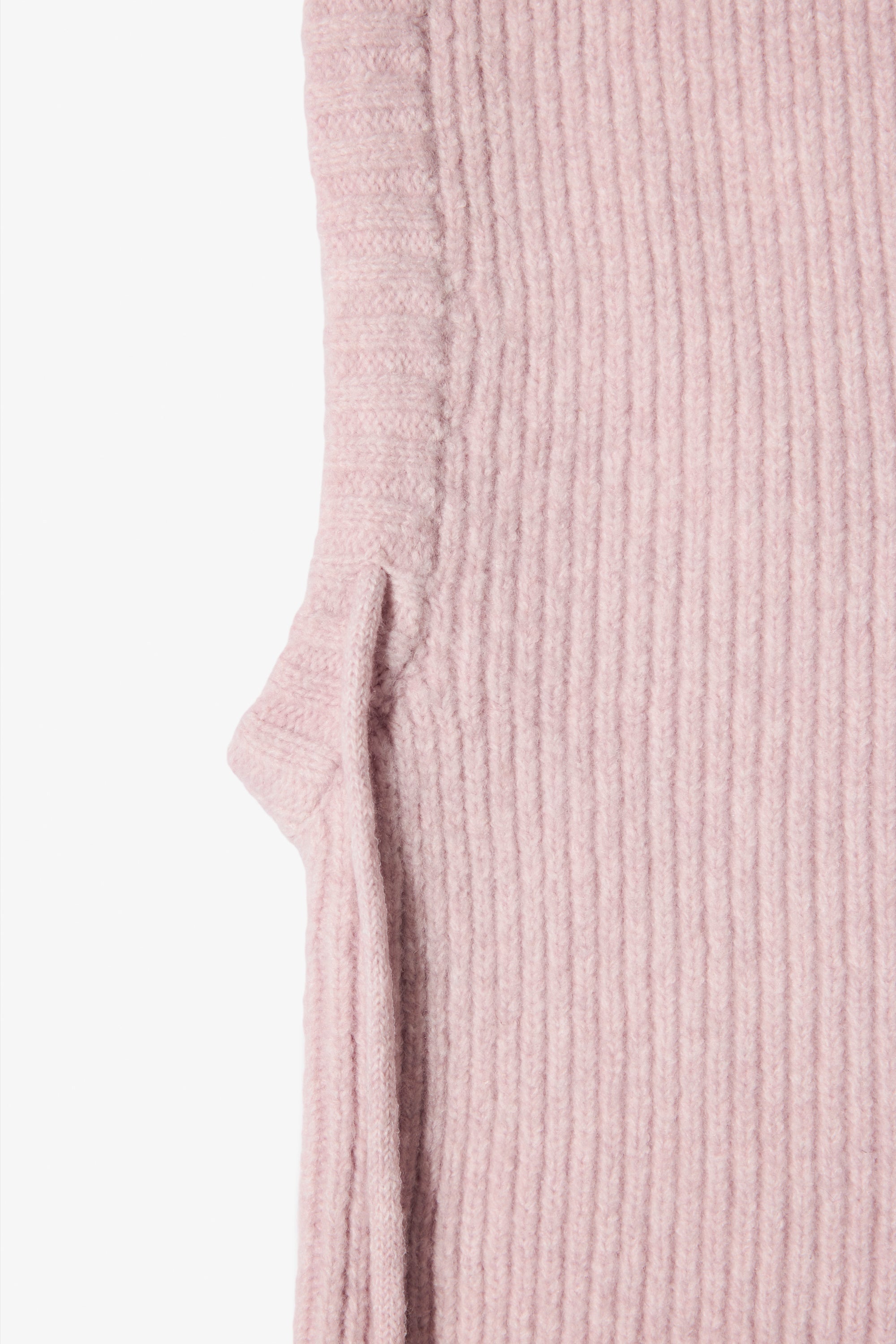 Knit Drawstring Balaclava in Powder Pink