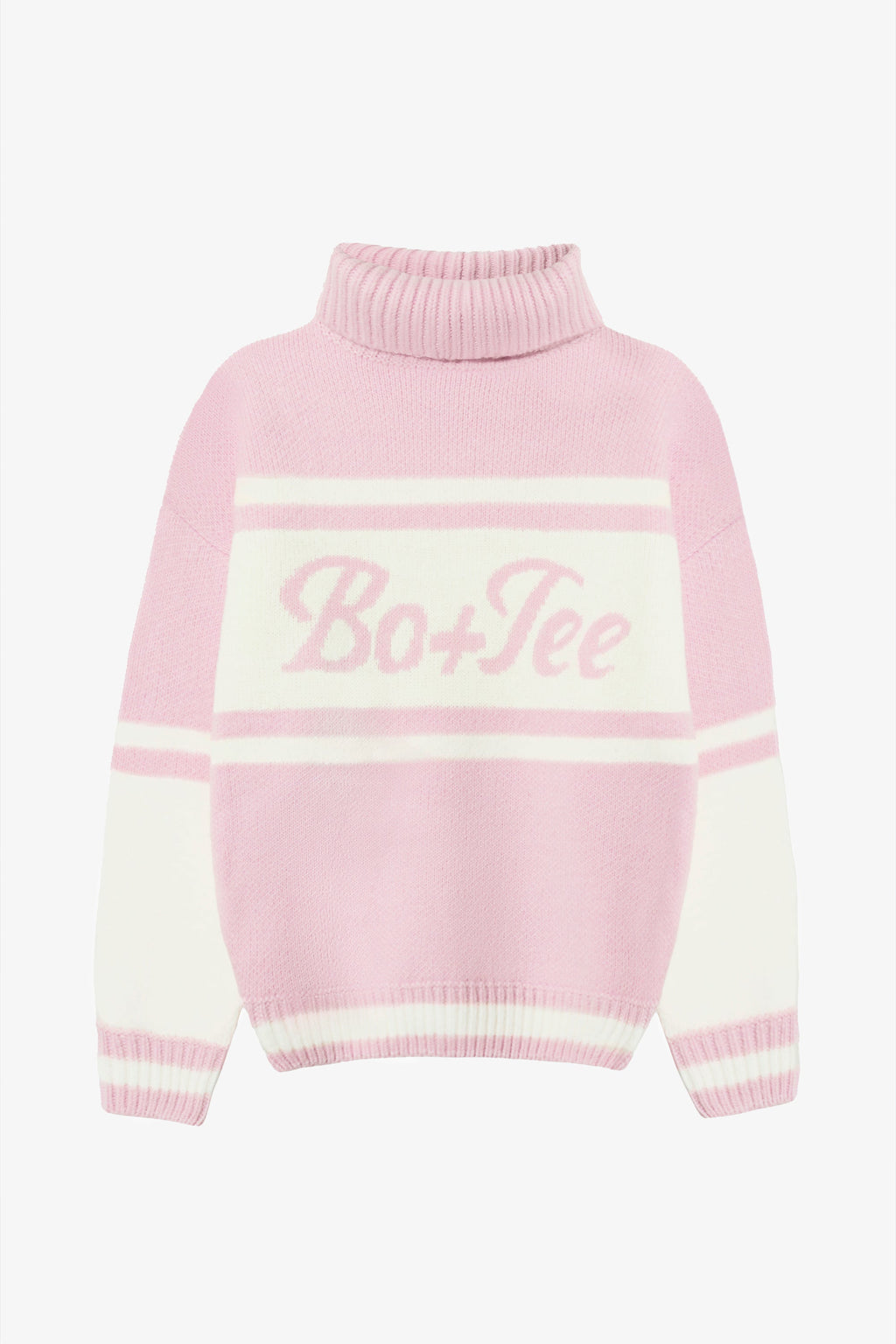 Knit Turtleneck Oversized Jumper in Powder Pink