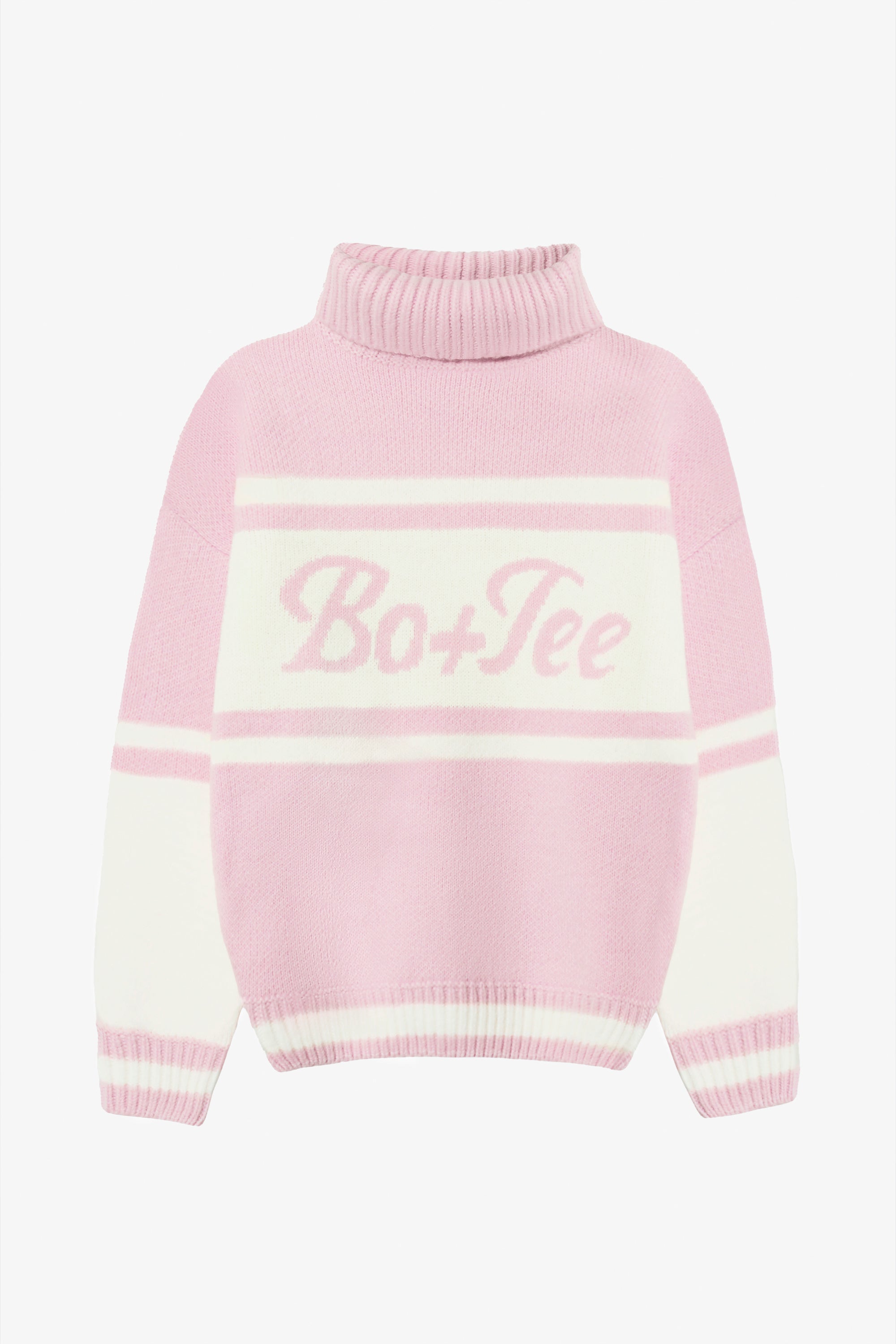 Knit Turtleneck Oversized Jumper in Powder Pink