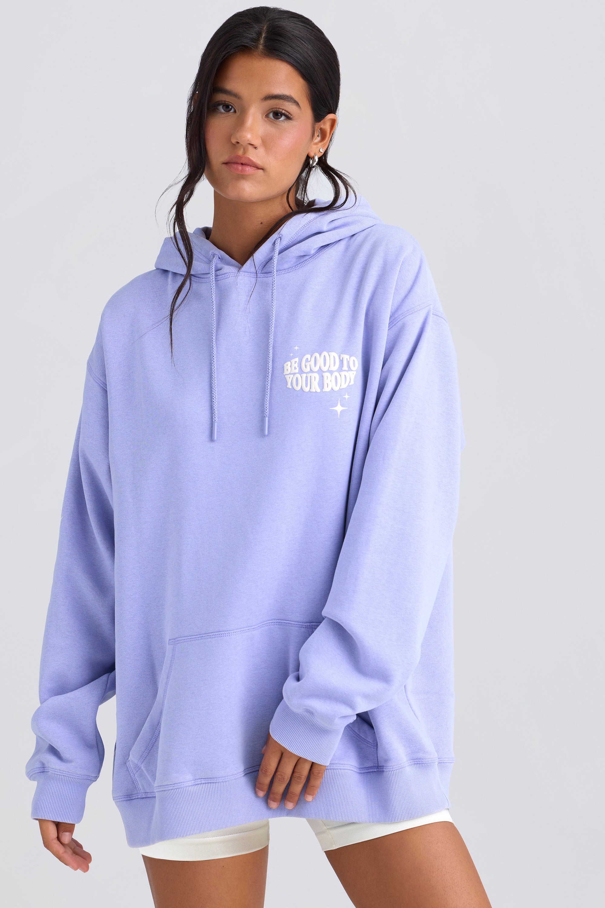 Heavyweight Brushed Fleece Oversized Hoodie in Periwinkle