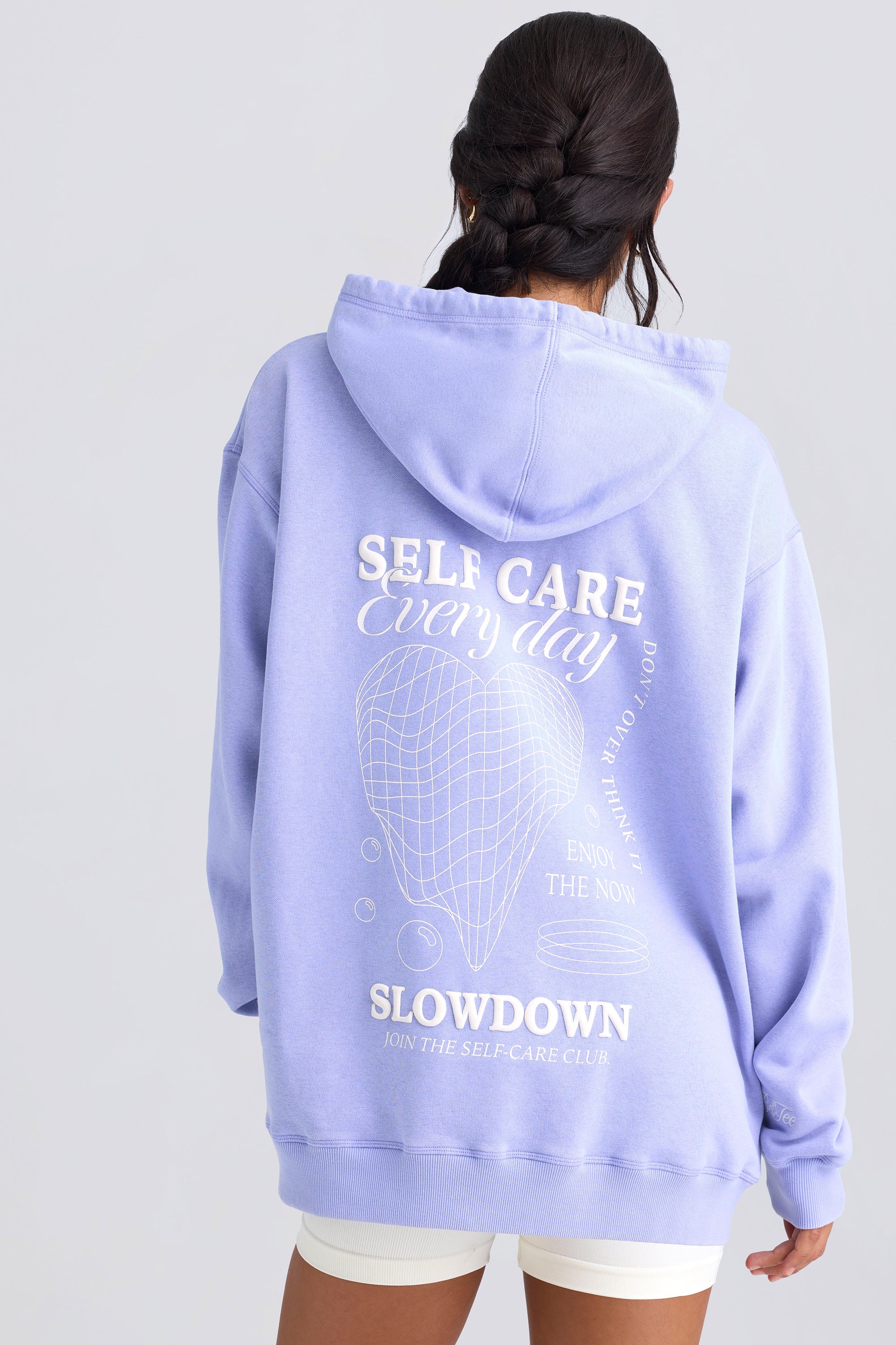 Heavyweight Brushed Fleece Oversized Hoodie in Periwinkle