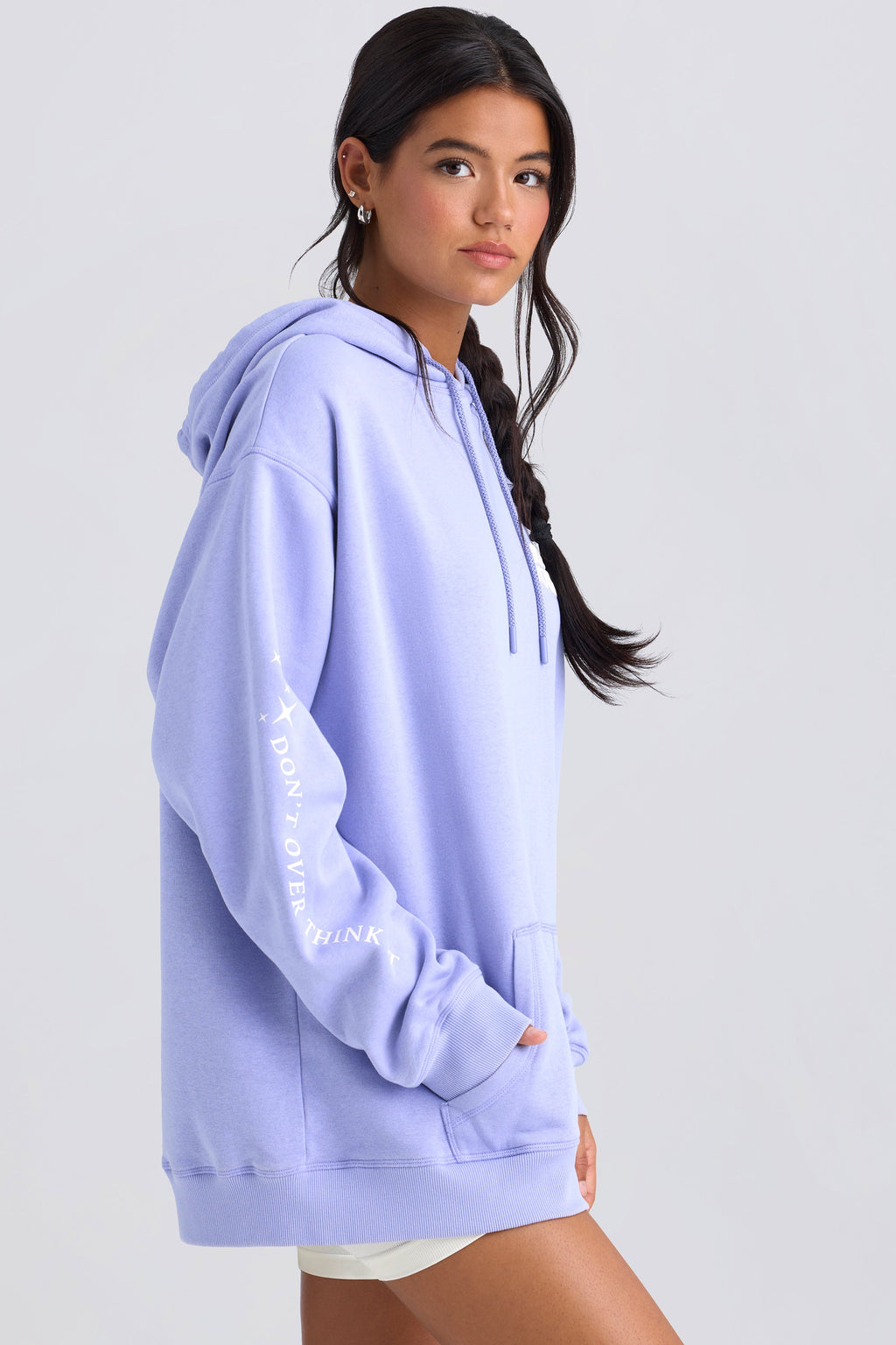 Heavyweight Brushed Fleece Oversized Hoodie in Periwinkle
