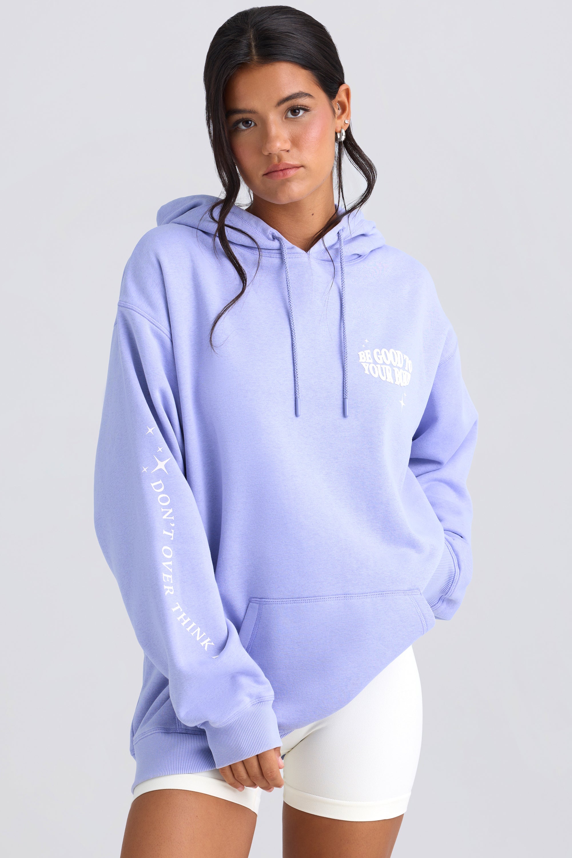 Heavyweight Brushed Fleece Oversized Hoodie in Periwinkle