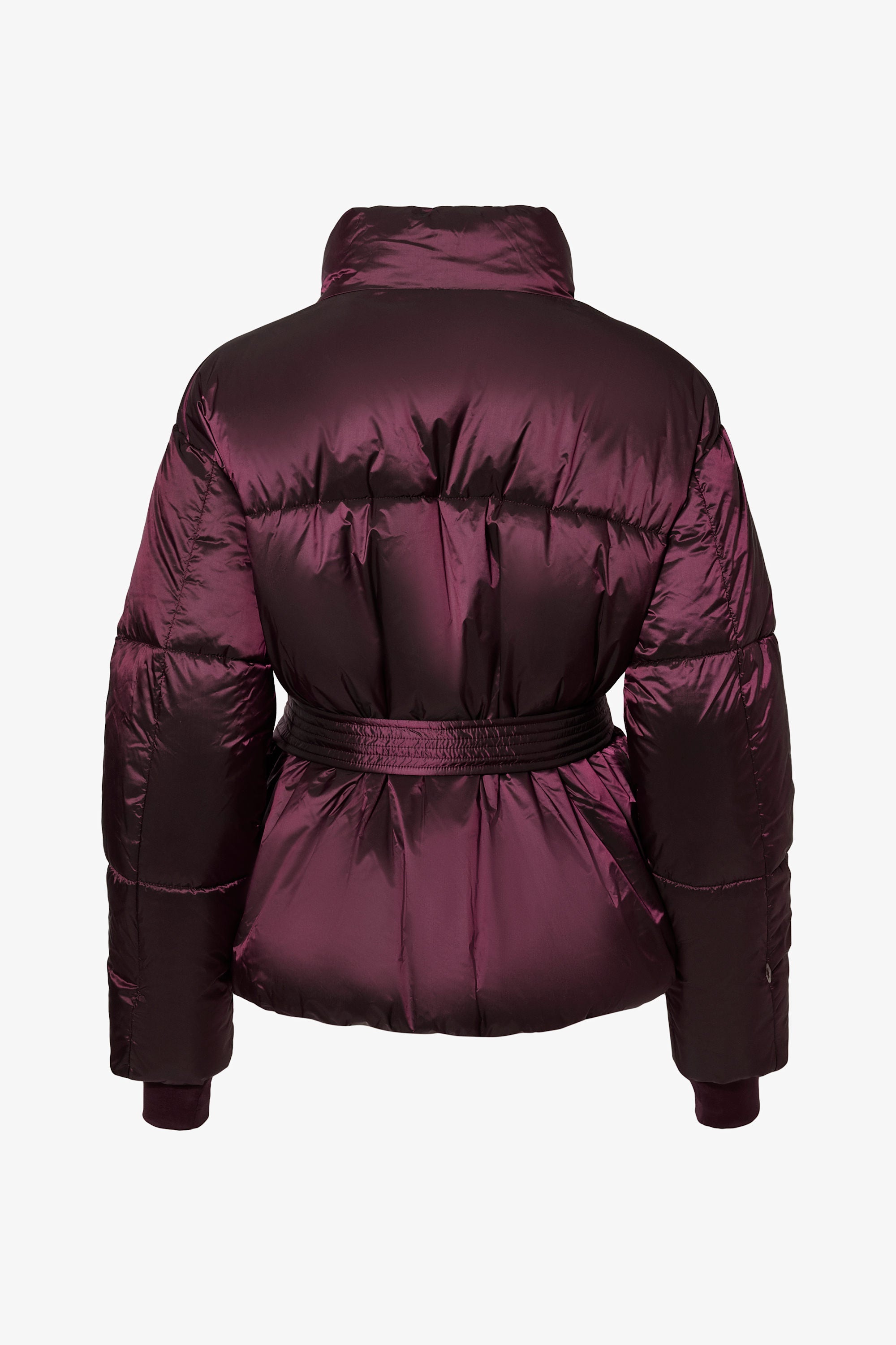 Waterproof Belted Oversized Ski Jacket in Burgundy