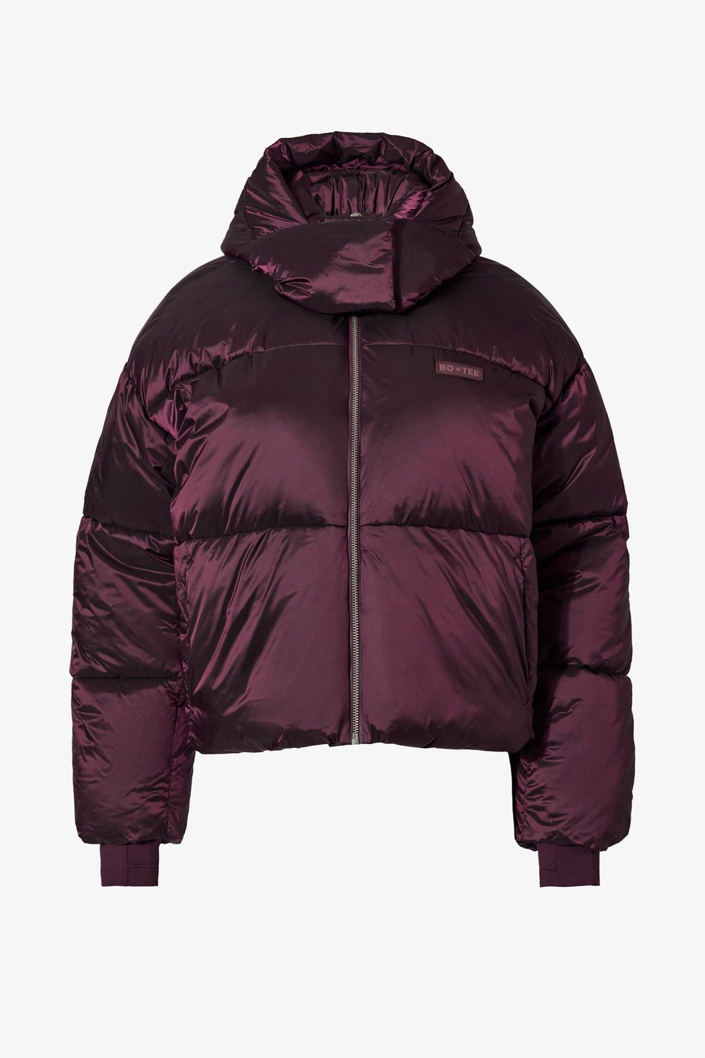 Waterproof Cropped Oversized Ski Jacket in Burgundy