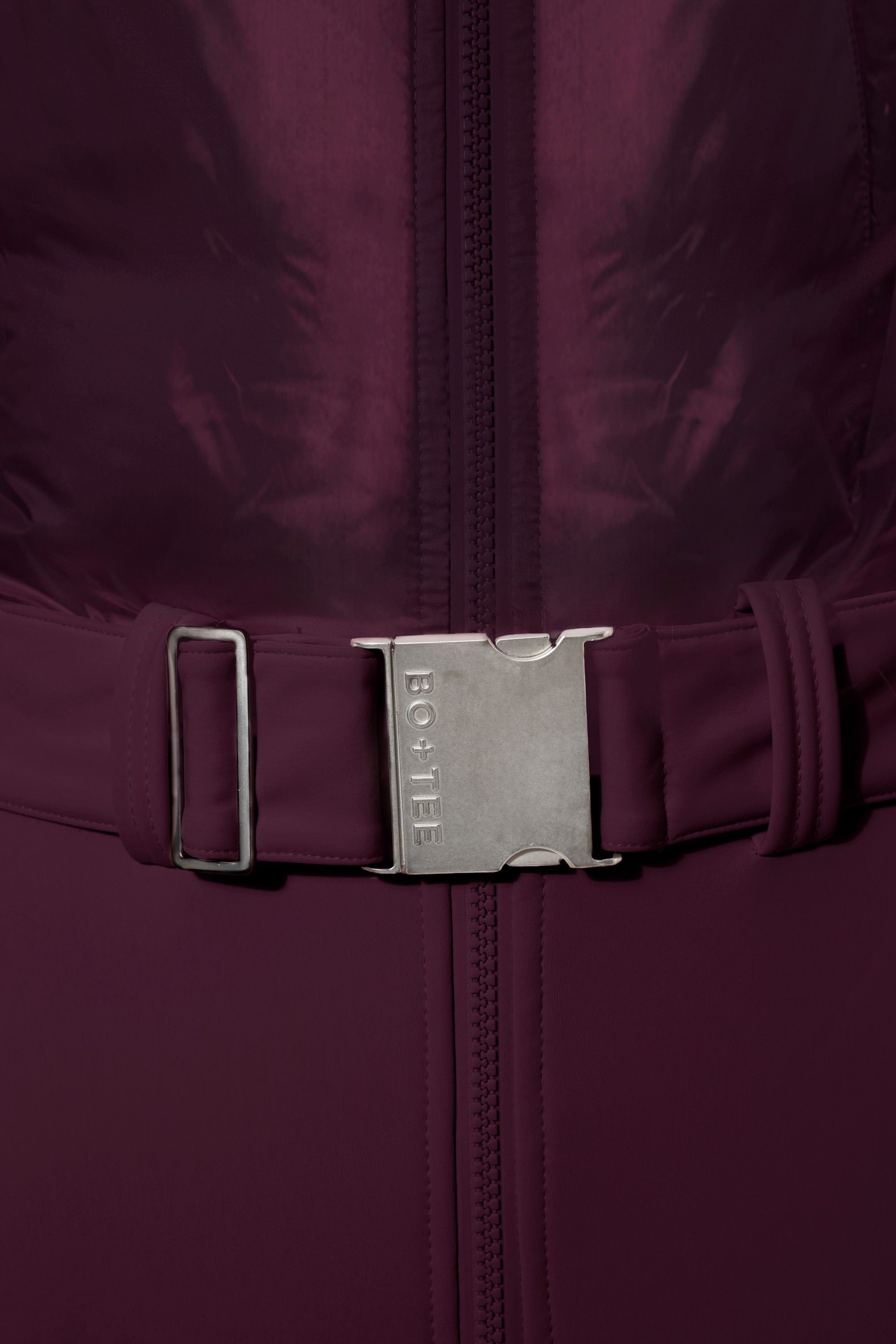 Waterproof Belted Layered Ski Suit in Burgundy